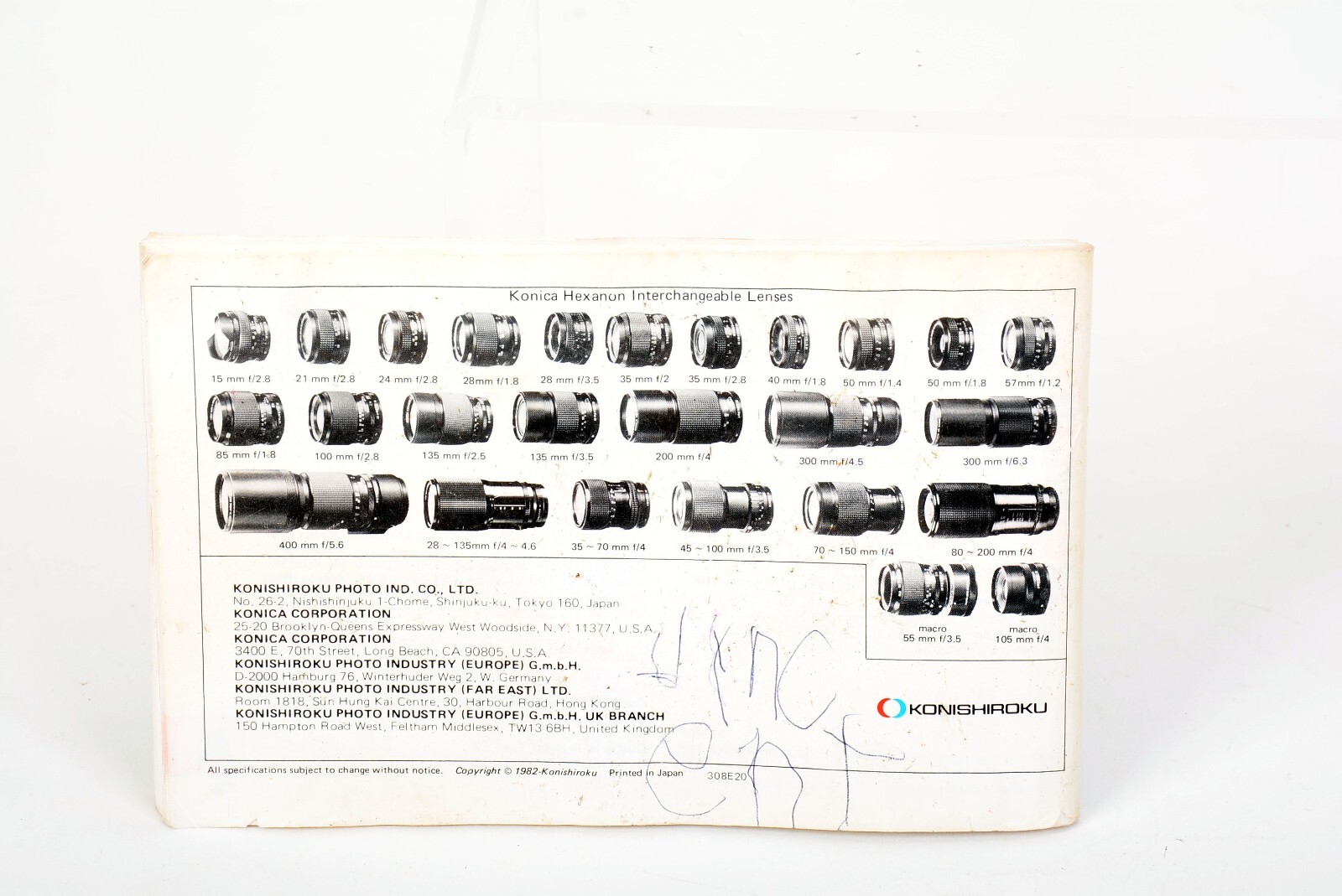 Original Konica FT-1 Motor Manual – Multi-language, plus Accessories Section