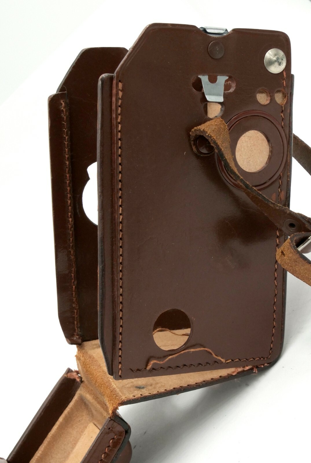 Pair (2) of Rollei Original Hard Brown Leather Cases for Rolleicord TLR Camera