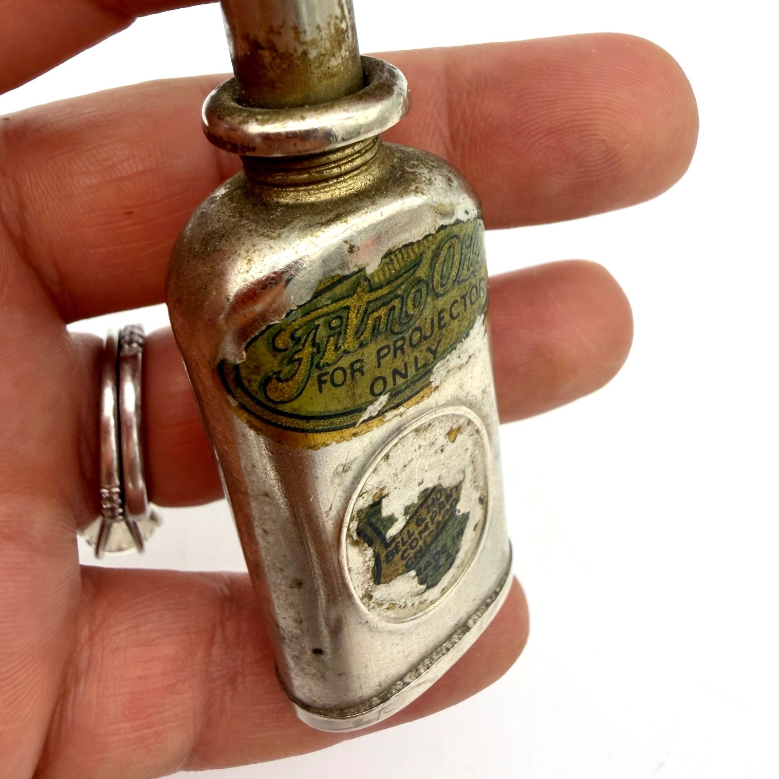 Bell & Howell Filmo Projector Needle Oiler Oil Can Metal Silver 3.5 in Vintage