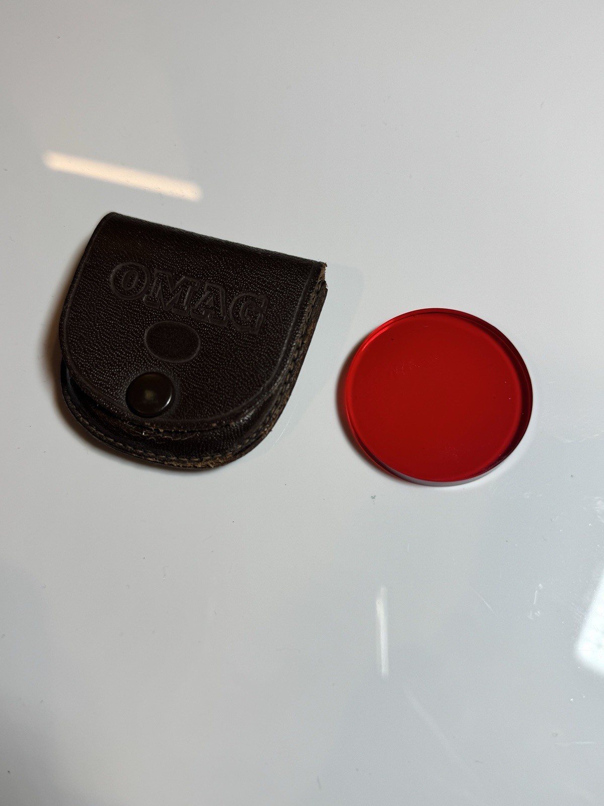 Vintage 1950s OMAG Red Drop In Camera Filter with Pouch