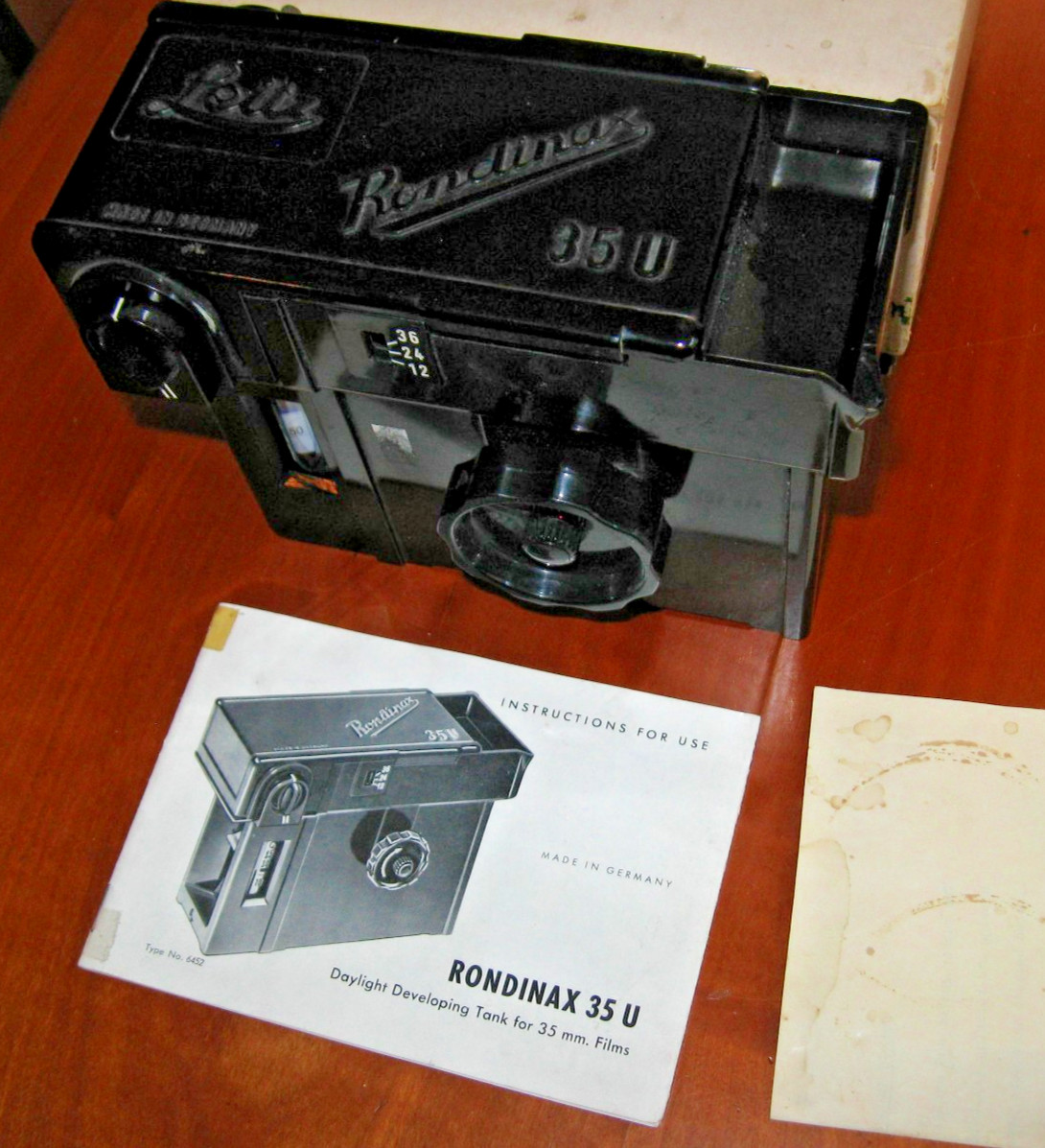 Vintage LEITZ LEICA RONDINAX 35 U 35mm Film Cassette Developer w/ Instructions