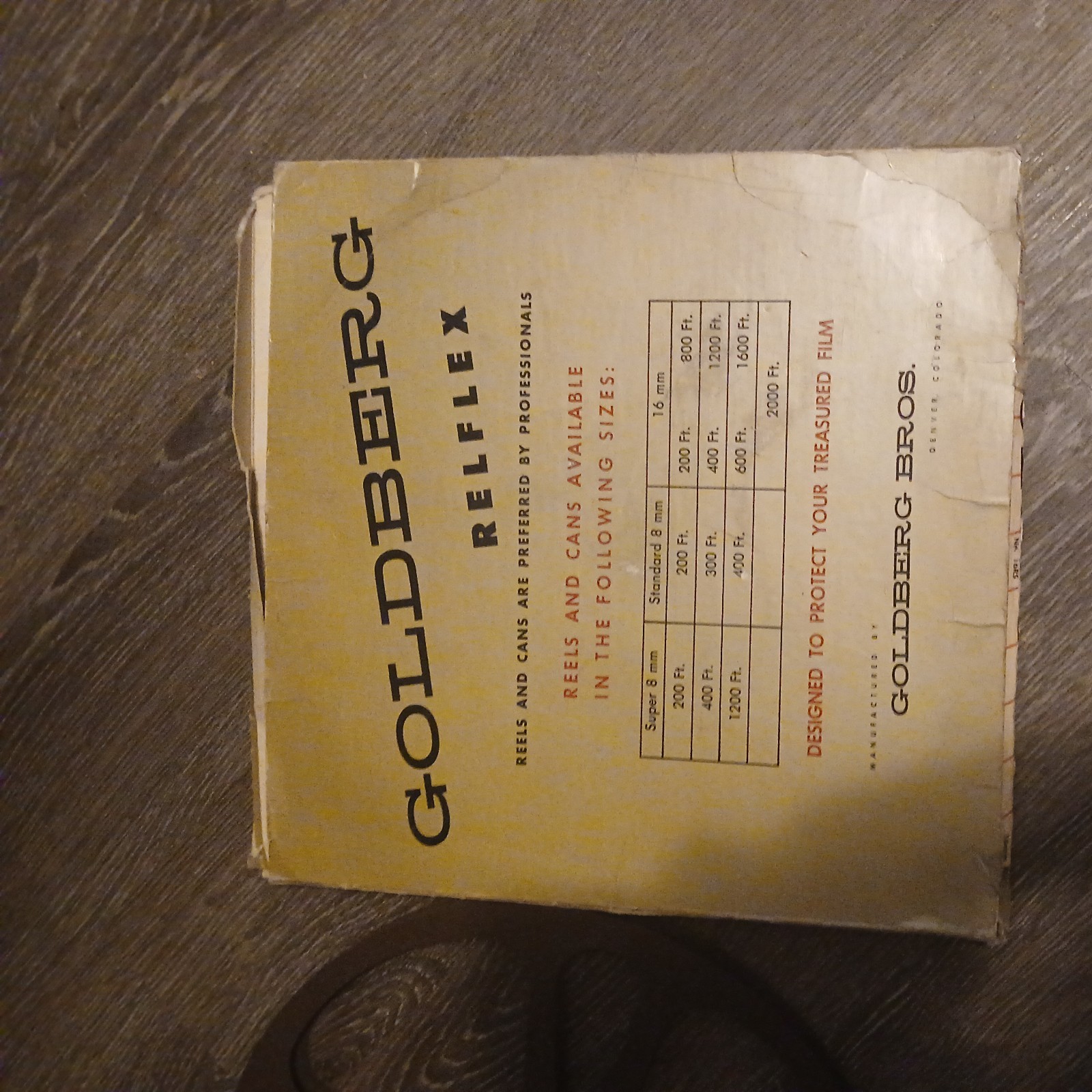 vintage Goldberg Bros. 1600 Foot 16 mm reel in box