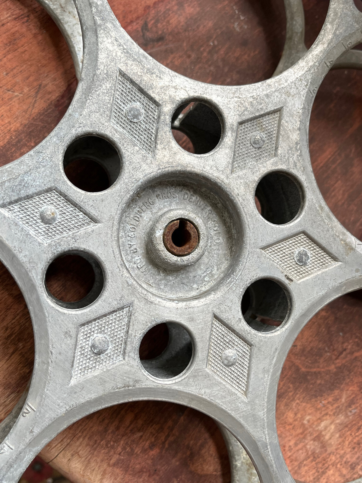 Vintage Goldberg Brothers 35mm Movie Projector Film Reel. 6 Hole. Cast Aluminum