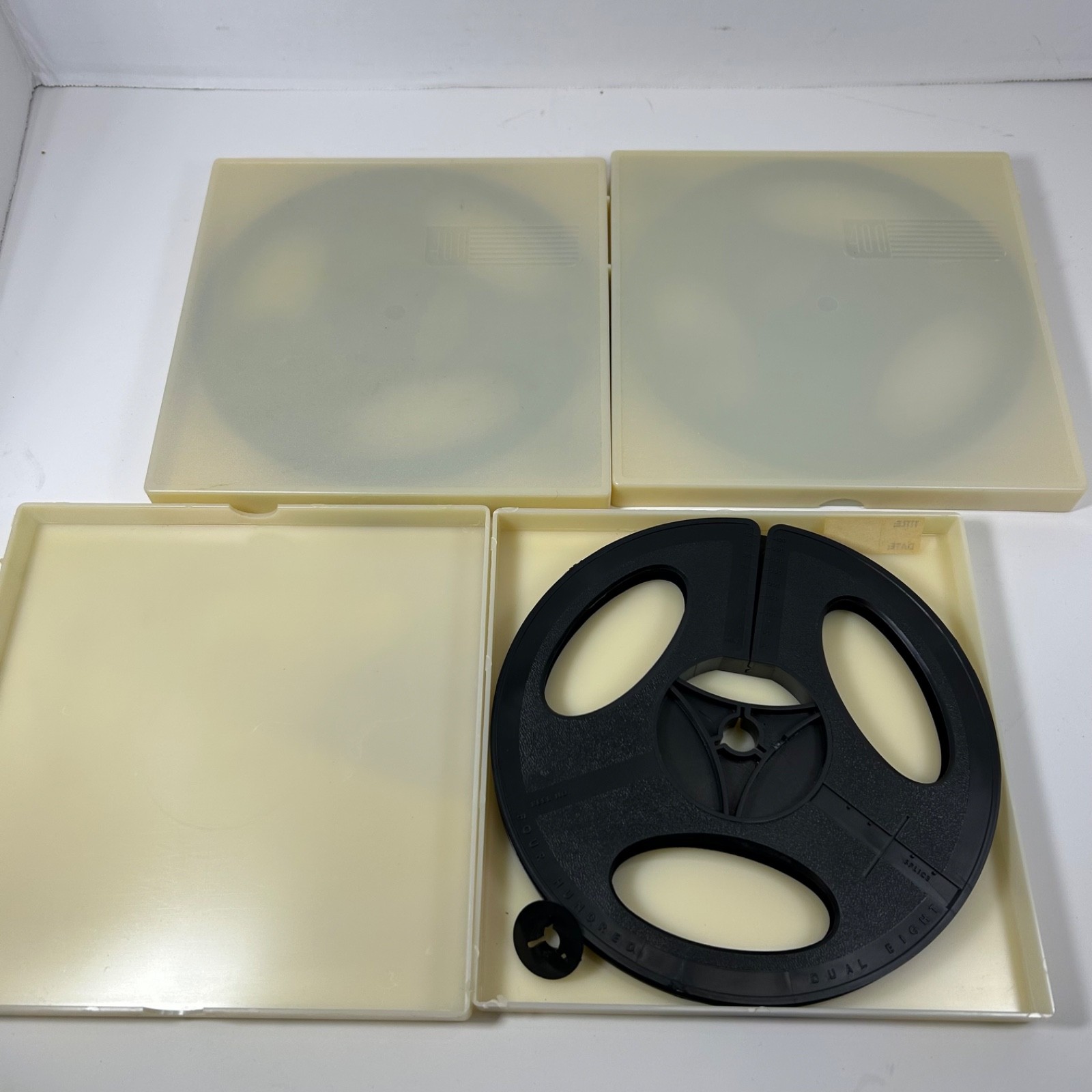 Lot of 3 Super 8mm, Black Plastic Empty Film Reels 7″, 400 Feet with Cases
