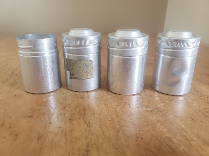 Vintage metal film canisters lot of 4 (set 1)