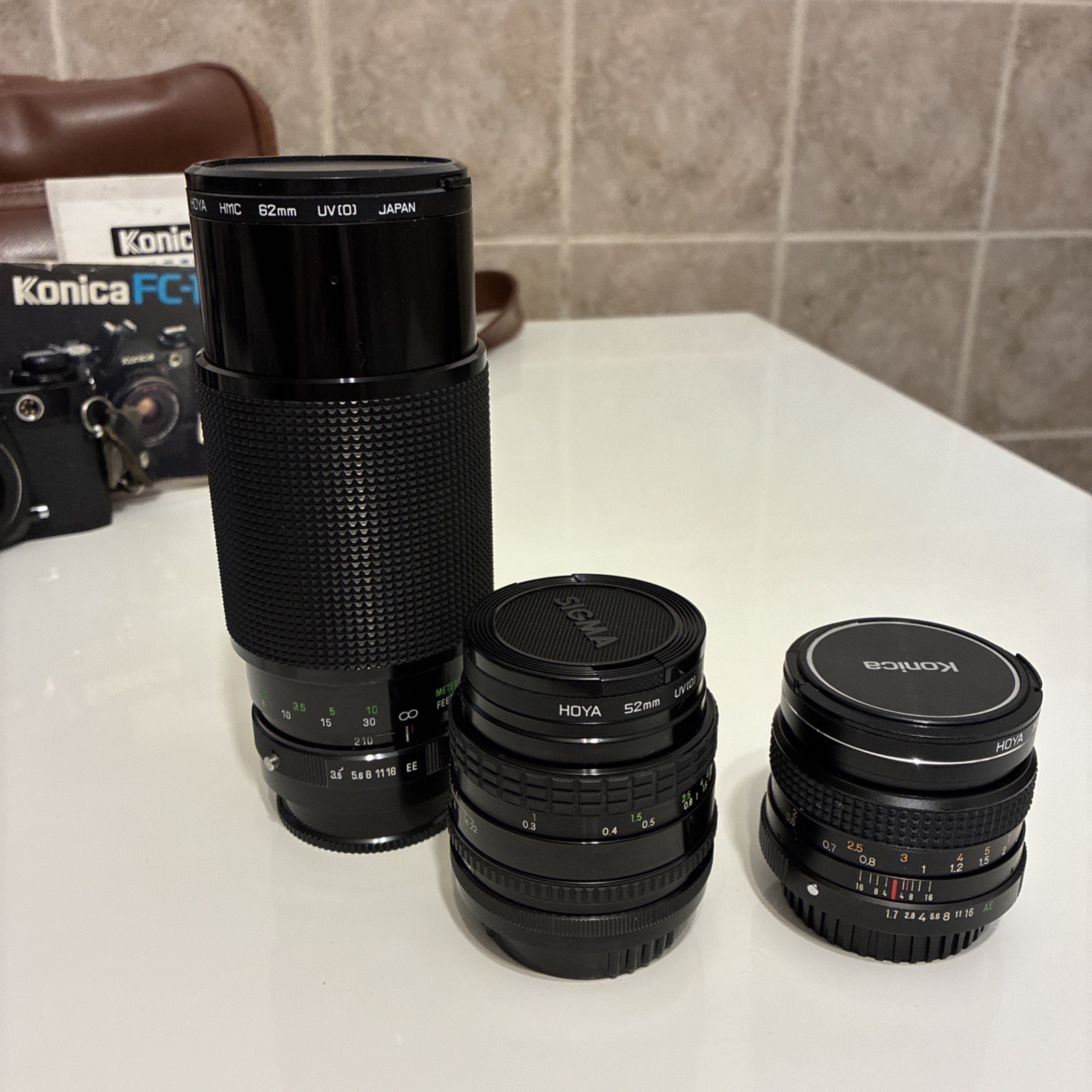 Konica FC-1 ,3 Lens,7cromofilter,leather Bag Konica Cable Swich Konica X 24 Flas