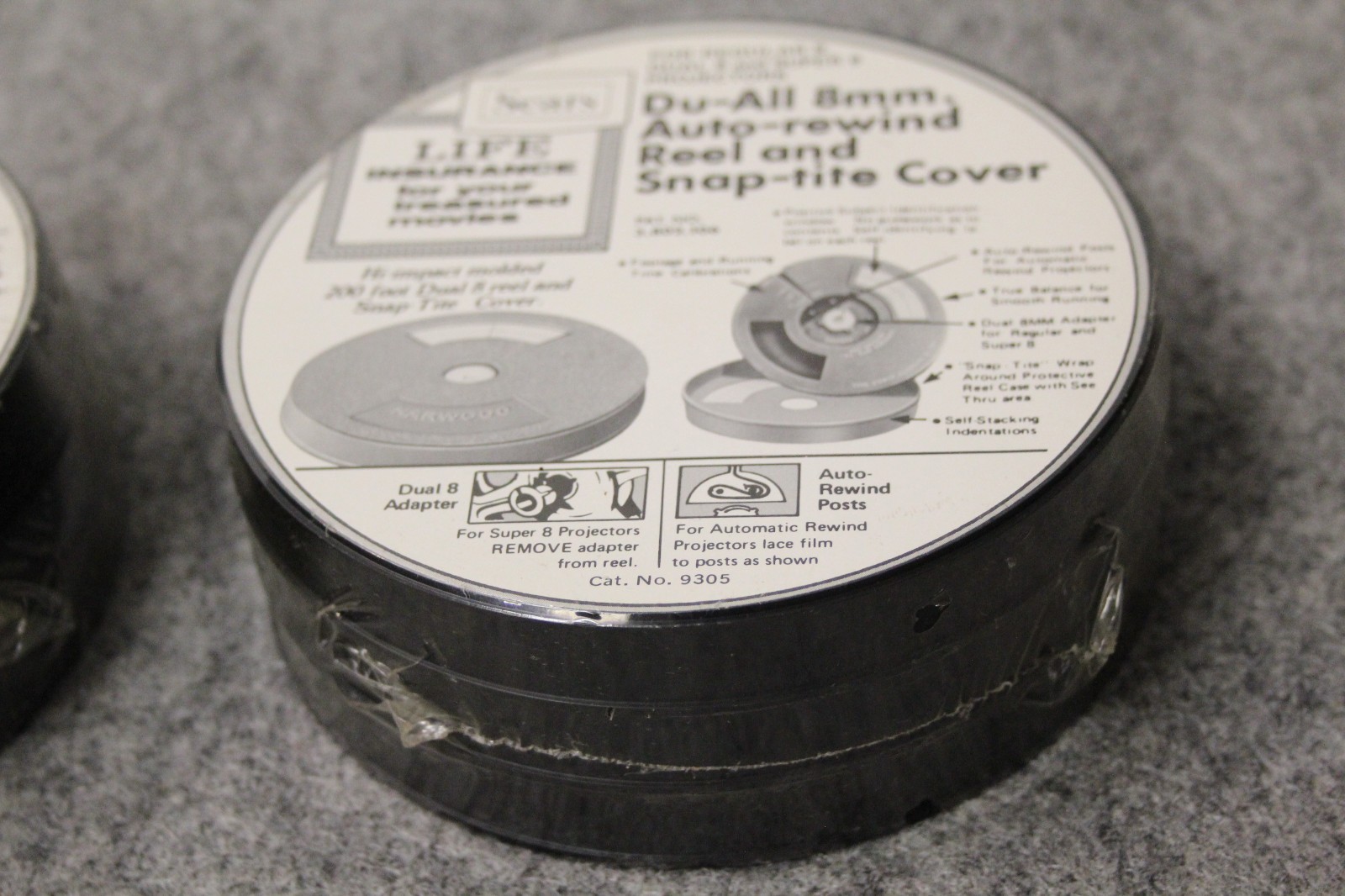 Vintage 6-pack 8mm take up reel film can Sears Roebuck Co 200ft 8mm or Super 8