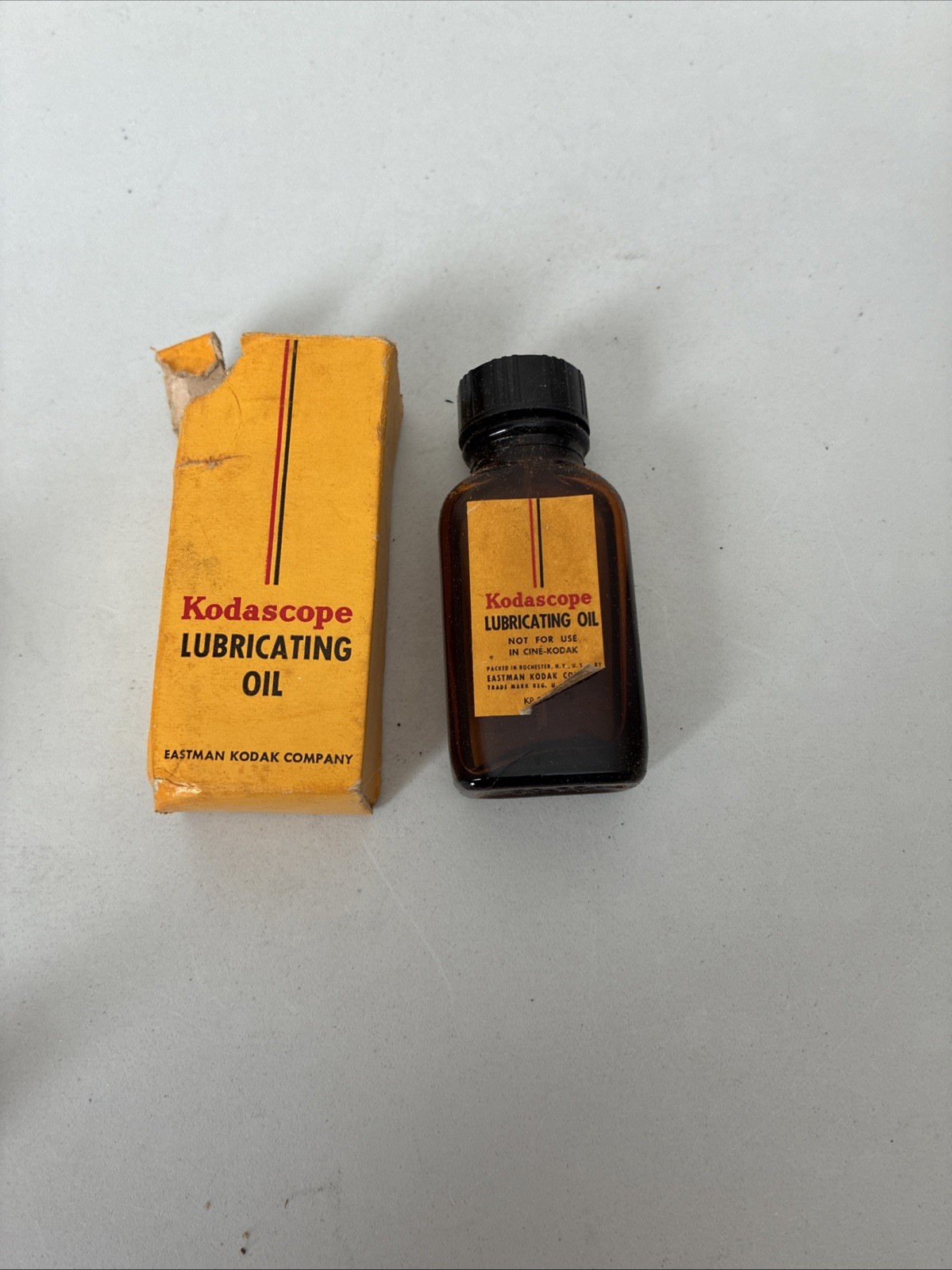 Vintage KODASCOPE Lubricating Oil in Original Box & Bottle Eastman Kodak Co