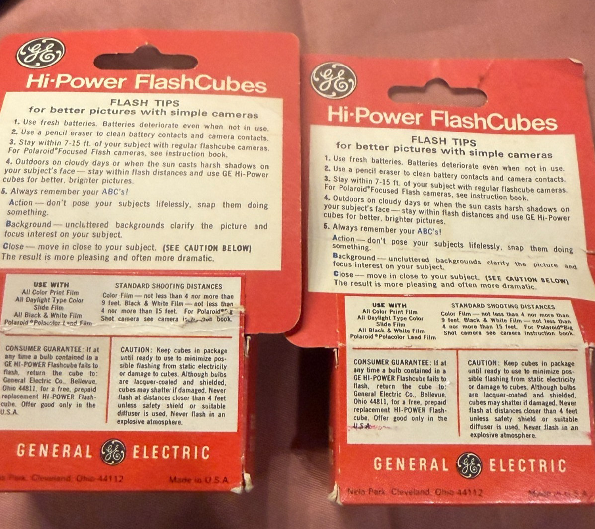 Vintage Unused GE Hi Power FlashCubes for Polaroid Flash Camera 4 Total Cubes