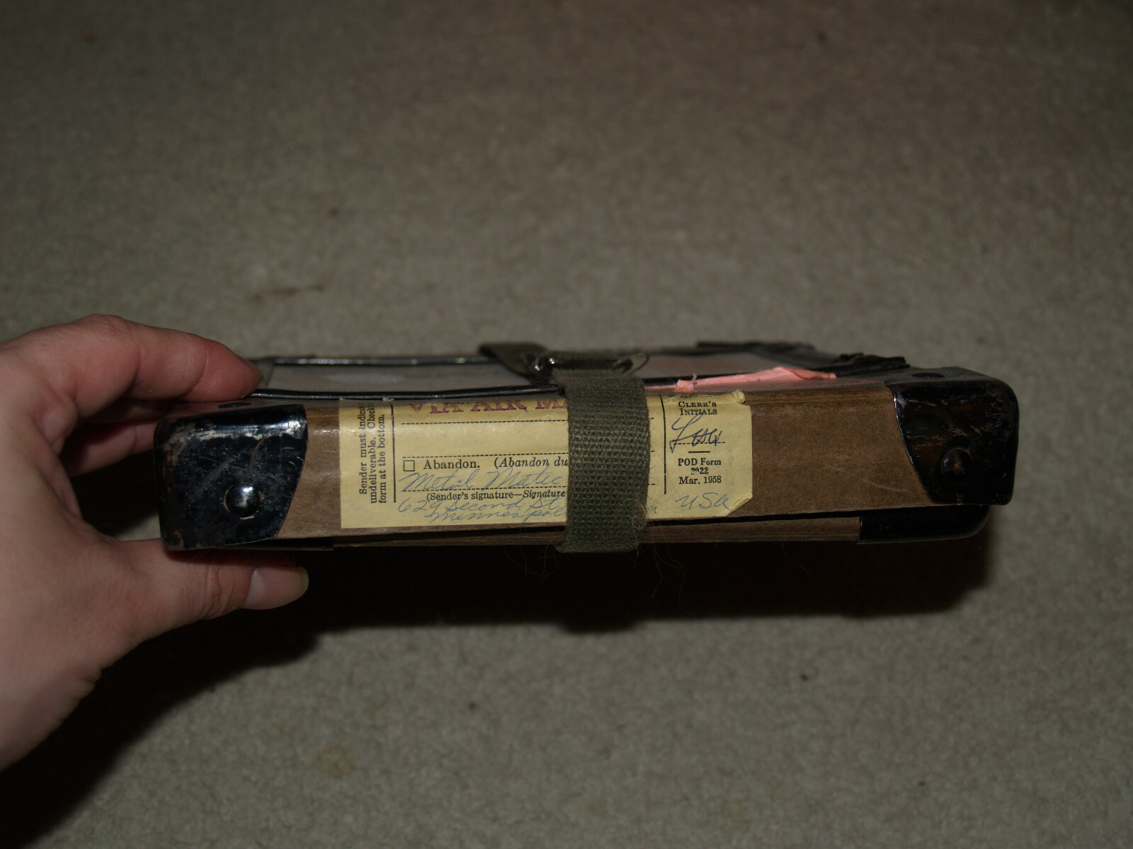 VINTAGE Film Reel Canister Case Shipping Box Mailer 8″ X 8″ X 1″ + reel canister
