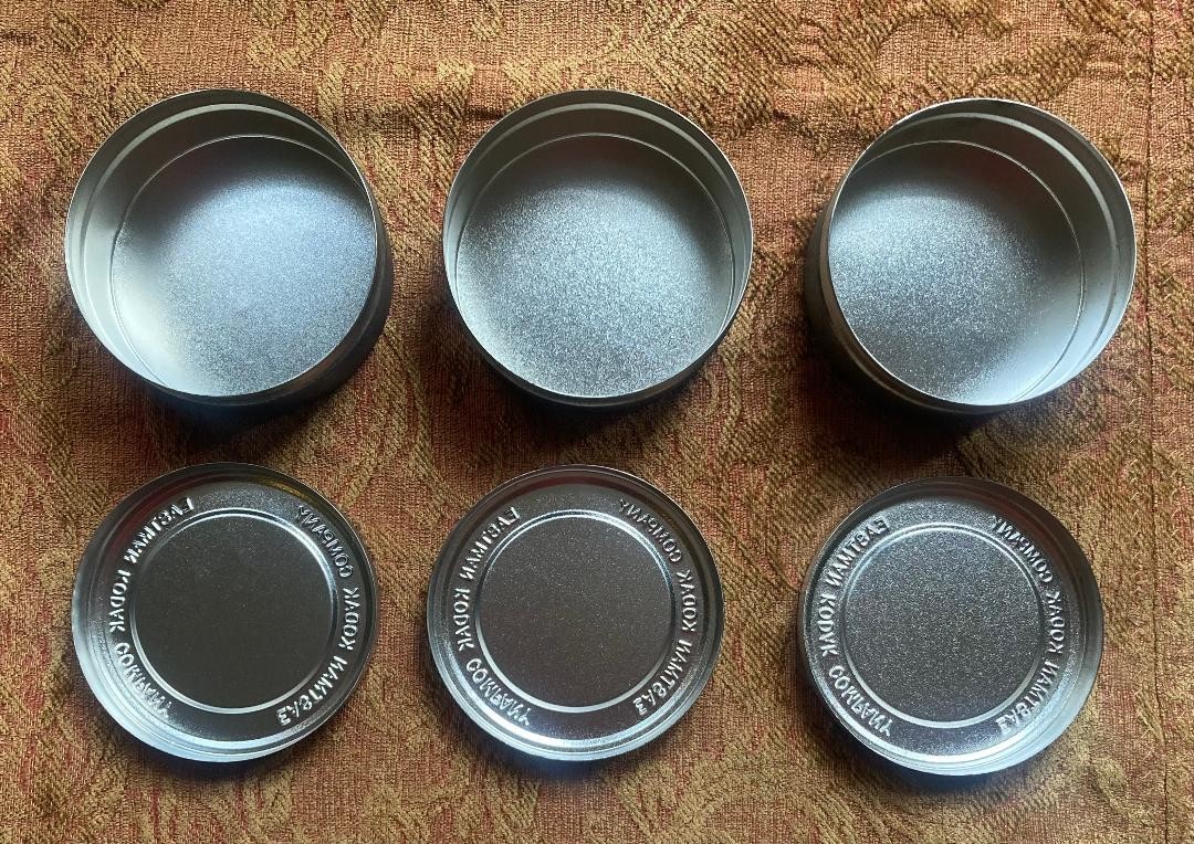 Vintage Eastman Kodak bulk film canisters, 3 3/4″ x 1 5/8″ lot of 3