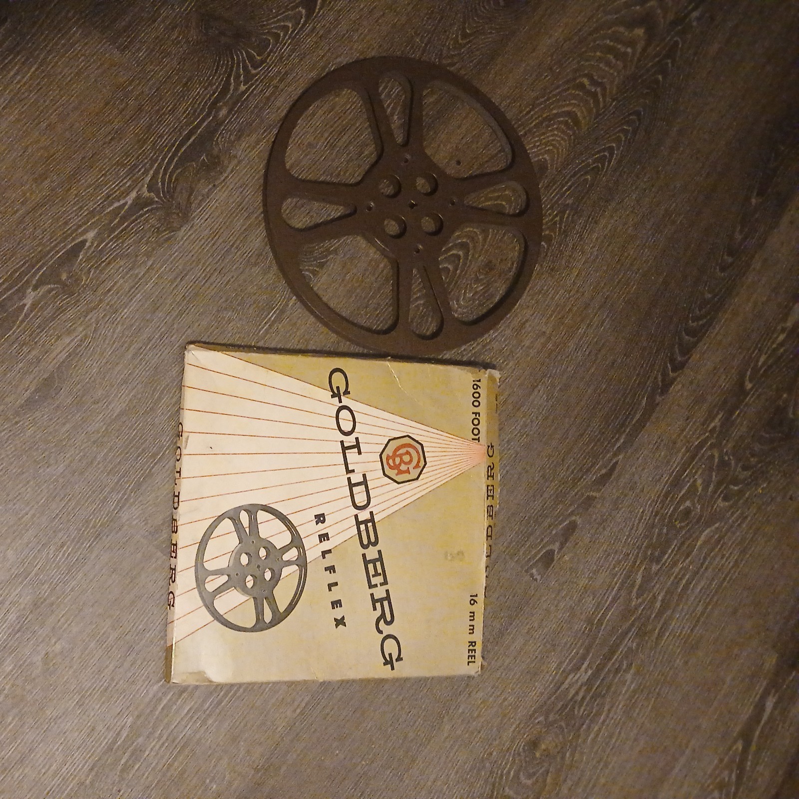 vintage Goldberg Bros. 1600 Foot 16 mm reel in box