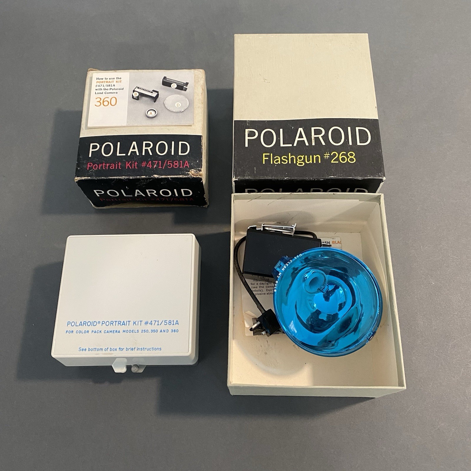 Polaroid Portrait Kit #471/581A Flashgun #268 Lot Land Camera