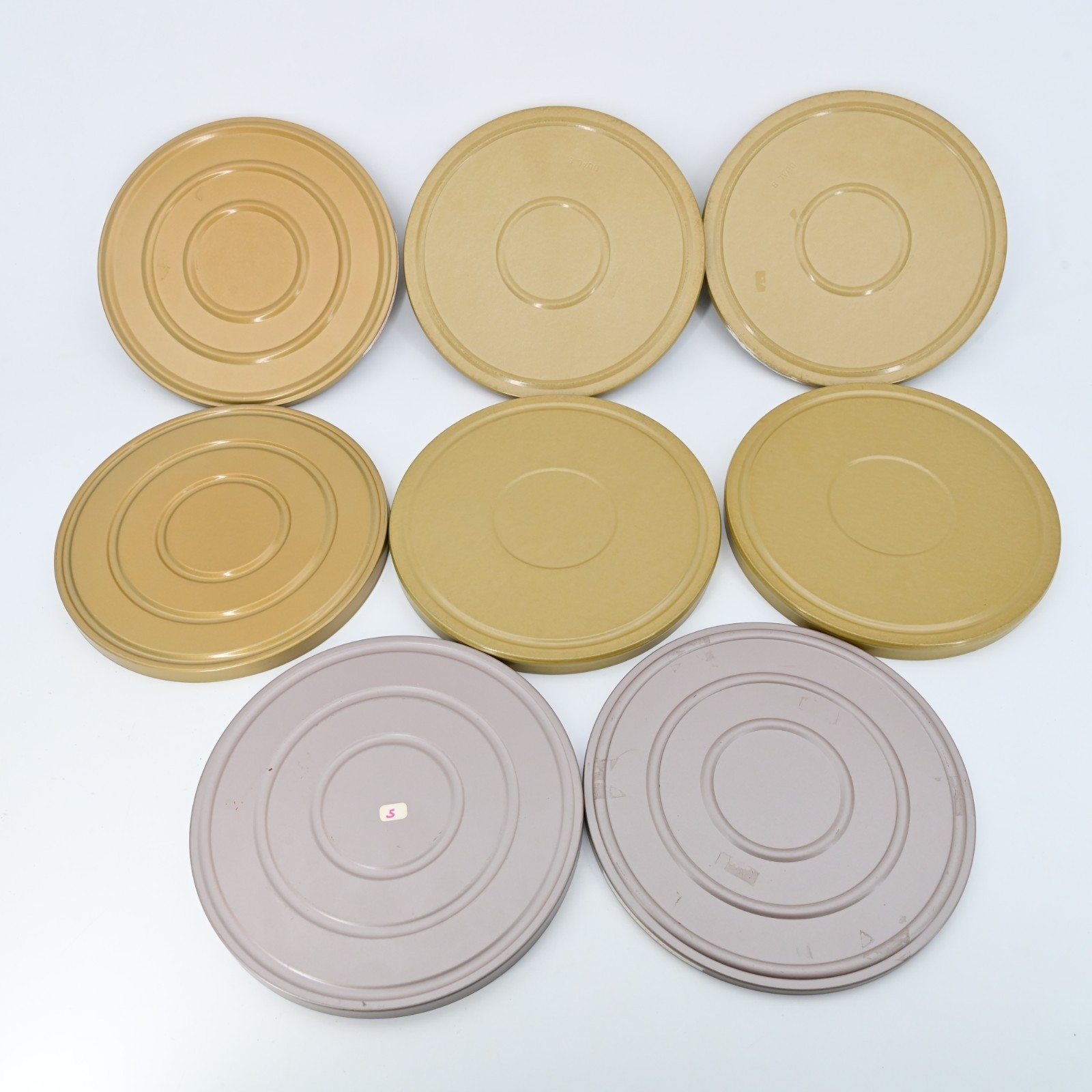 Vintage Dual 8 8mm 400ft Empty Movie Film Reel Can Lot Compco Scheker 4pc