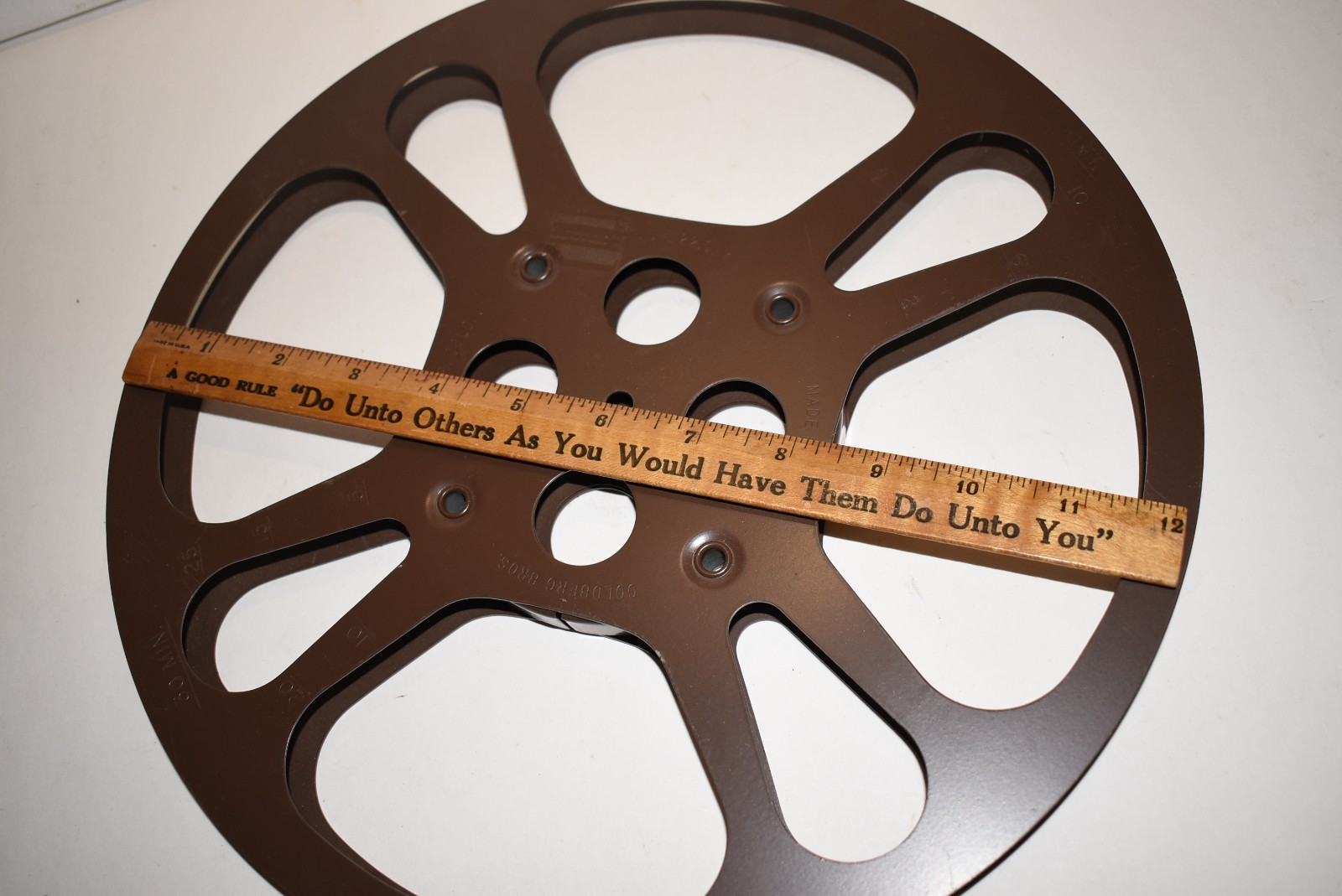 Vintage 16mm Goldberg Brothers Movie Reel Metal Brown Metal 12 Inches
