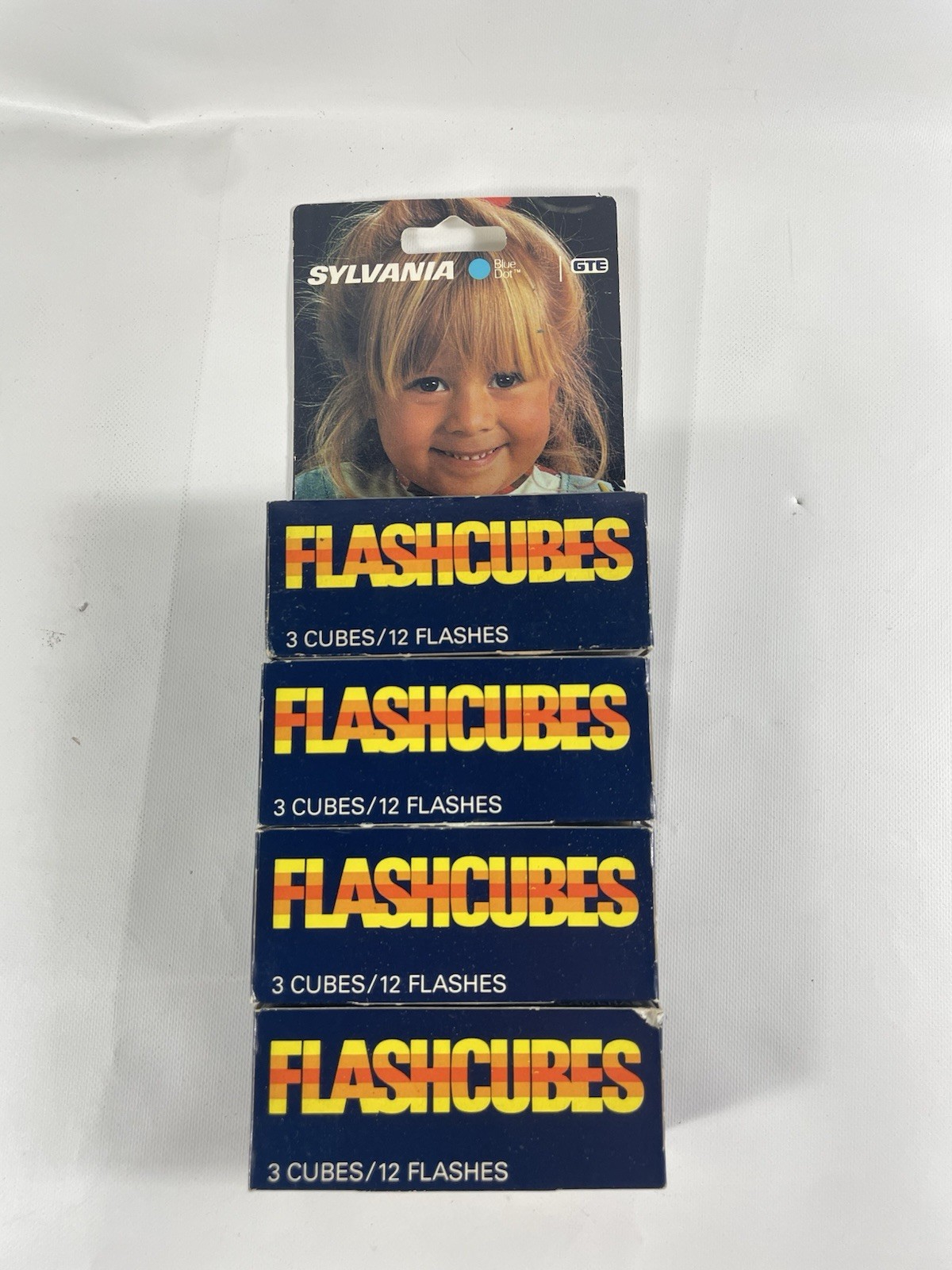 Vintage GTE Sylvania Blue Dot Flash Cubes 3 Cubes In Original Box New Lot Of 4