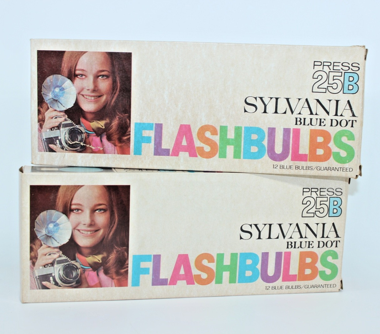 Sylvania Blue Dot Flashbulbs 25B 24 Bulbs Open Original Packaging Lot of 2 Boxes