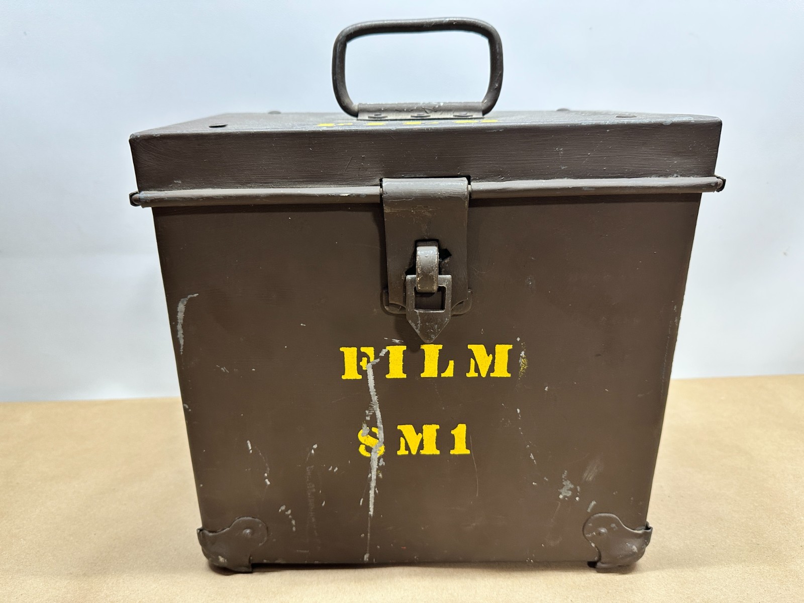 US Military Film 8M1 Movie Reel Field Box Metal Canister Transport Case ICC-32A