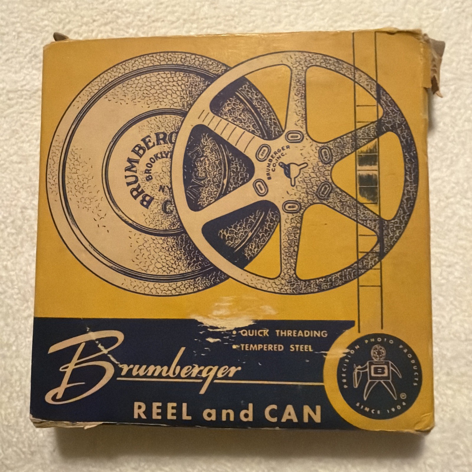 Set of 2 vintage Brumberger Reel And Can 8mm 200ft #1018 Tempered Steel Movie