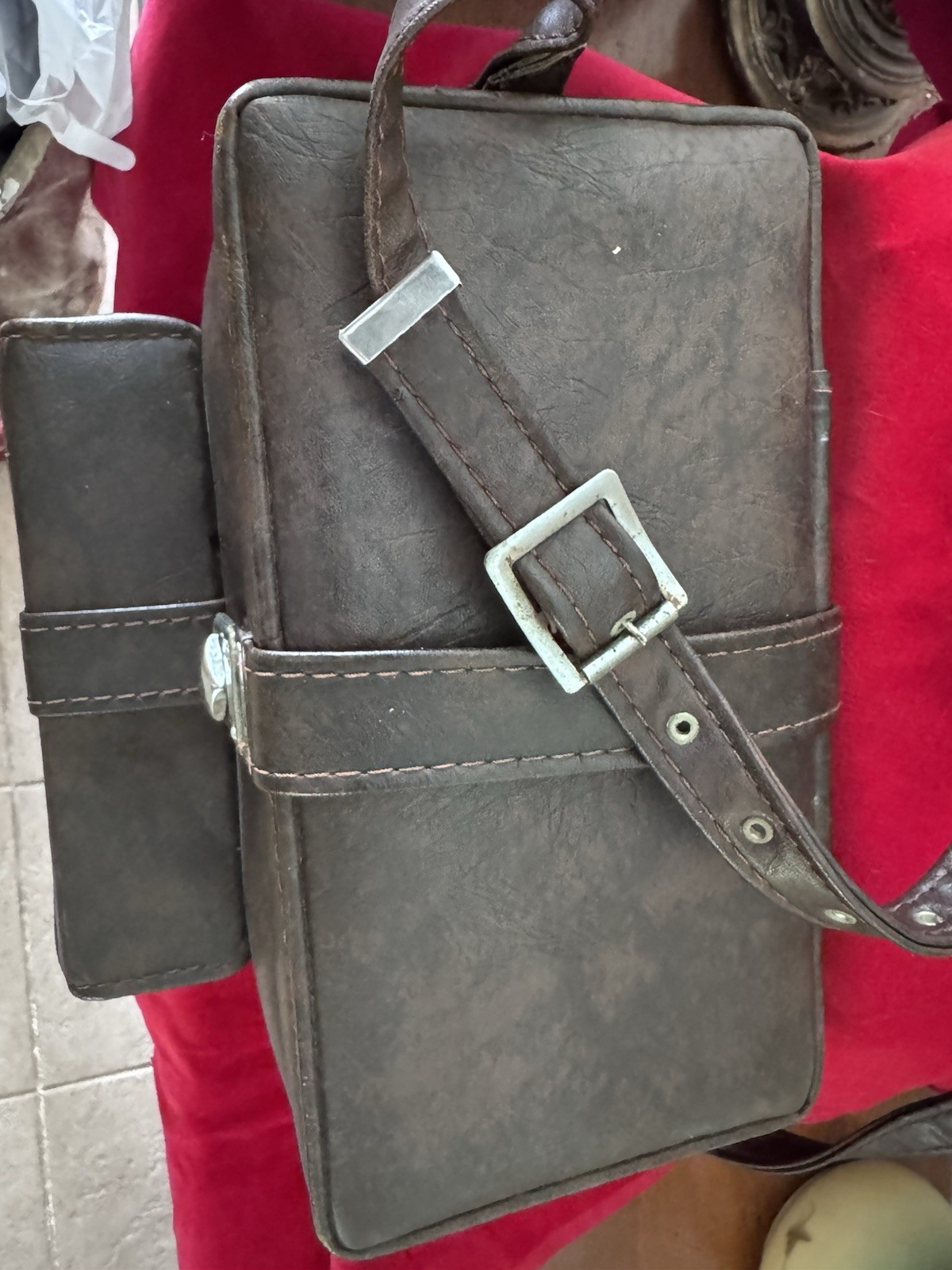Vintage Camera Case w Film Compartment Hard Body Shoulder Strap Brown Vinyl