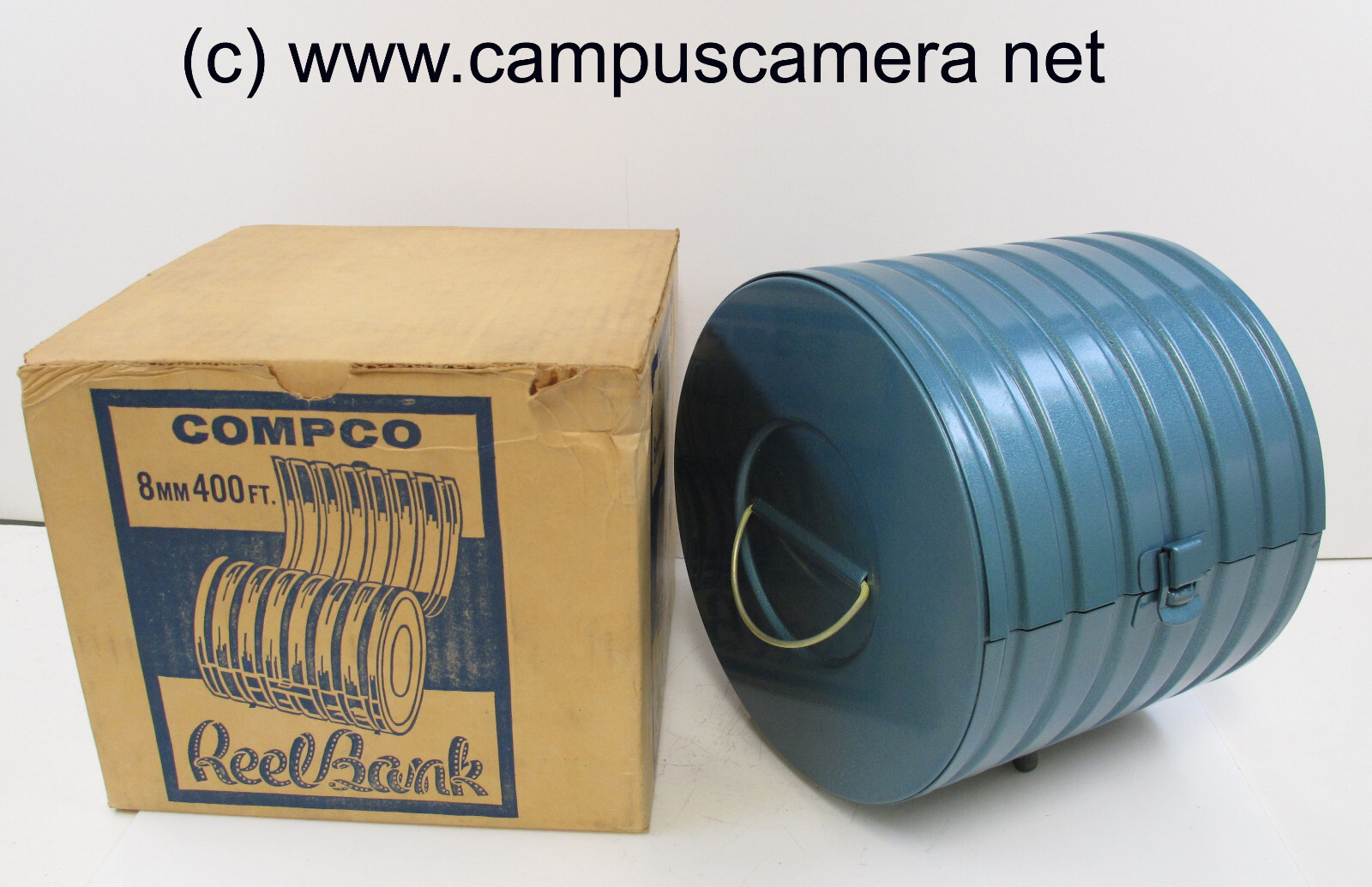 Compco 8mm / Super8 400ft Steel Film Reel Storage Container “ReelBank” in box!!