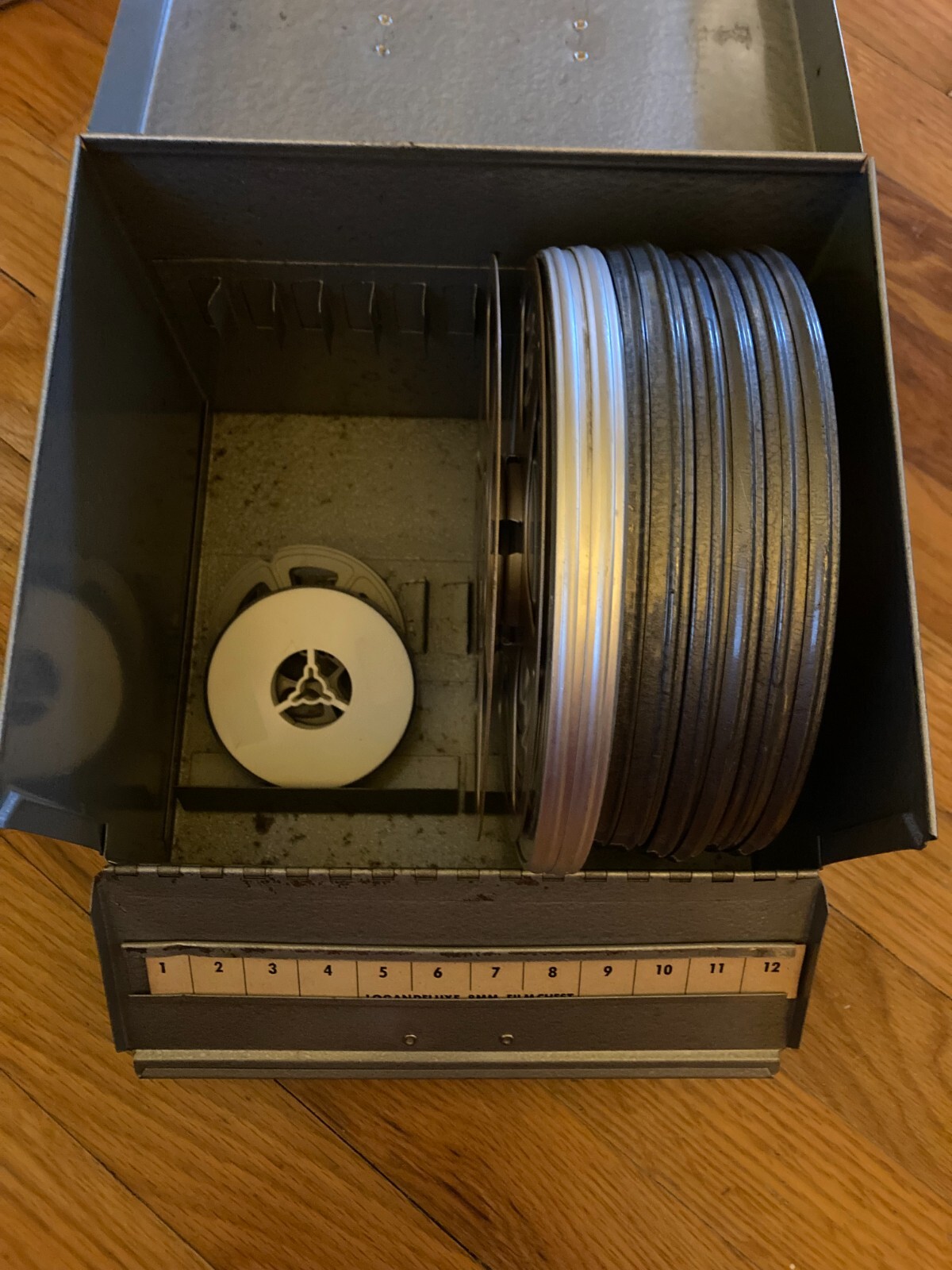 Vtg Metal Film Reel Cases + Metal Storage Case Chicago Corp. Compco