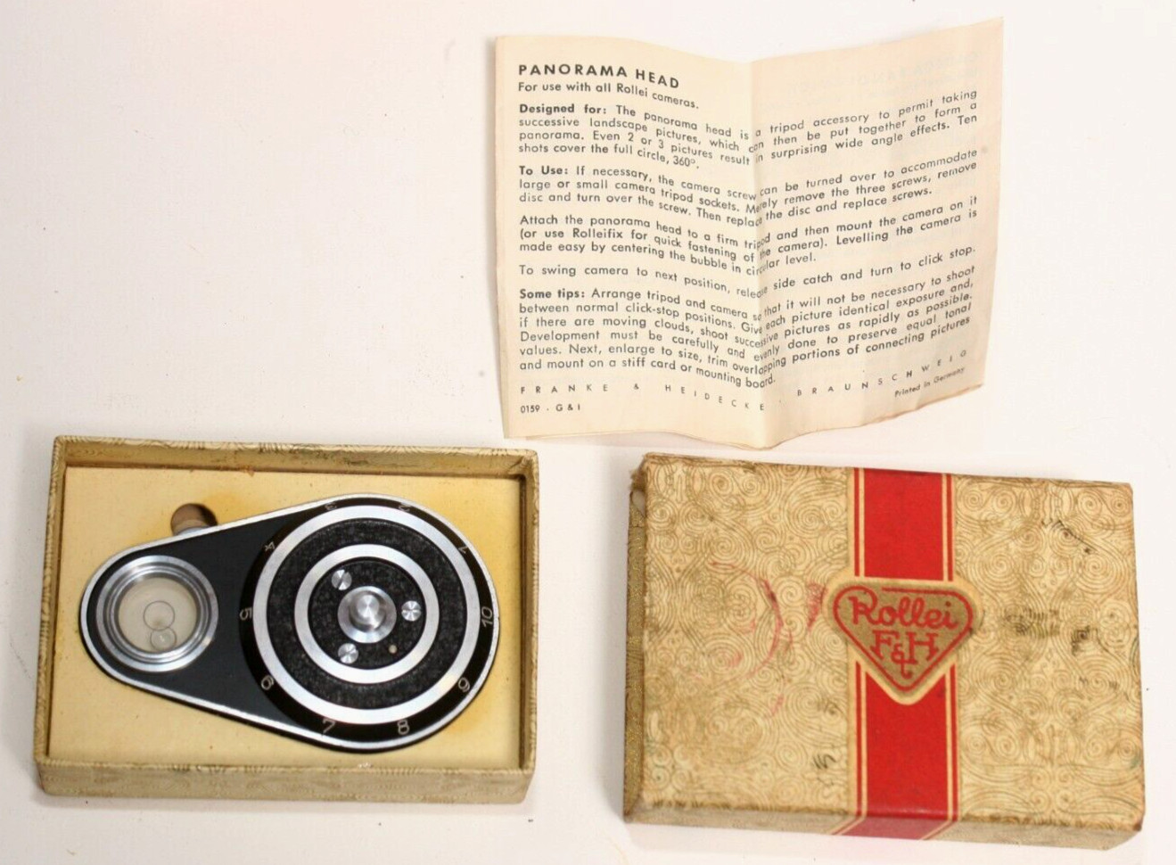 ROLLEI FRANKE & HEIDECKE PANORAMA HEAD-VINTAGE AND COLLECTIBLE-BOX & INSTRUCTION