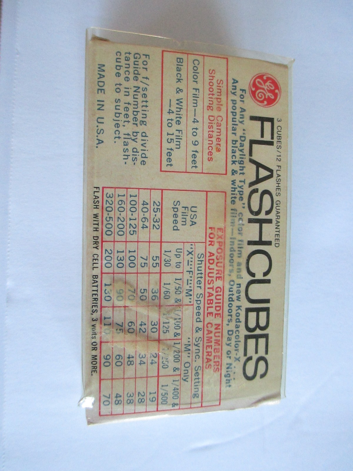 New Old Stock General Electric 3 Flash Cubes, Set Of 3 / Camera Parts A14
