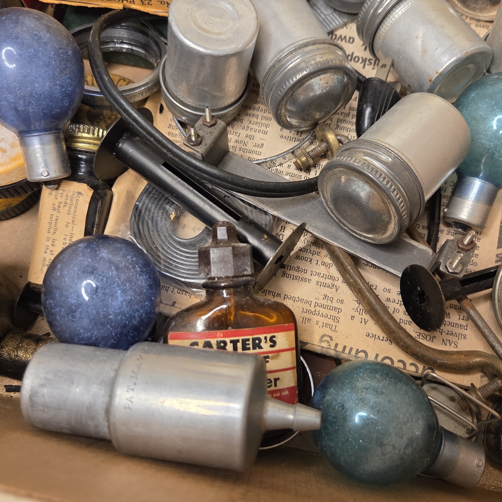 Vintage Camera Parts Accessories Mixed Lot Rangefinder Strobe Filters Bulbs