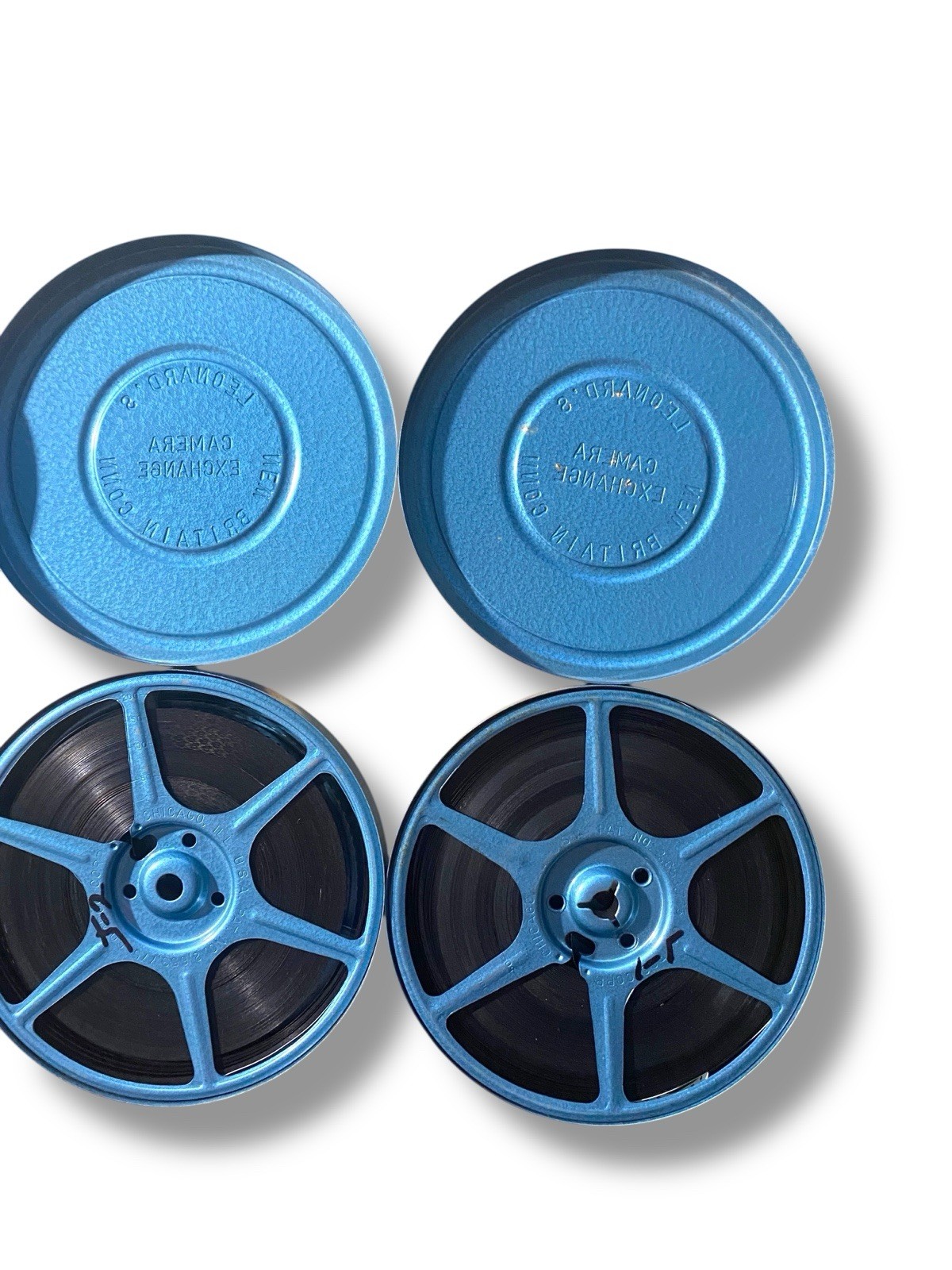 Lot of 4 Metal Film Cans with Reels 8mm 5″ (6) 3″ Plastic Reels Family Vacation