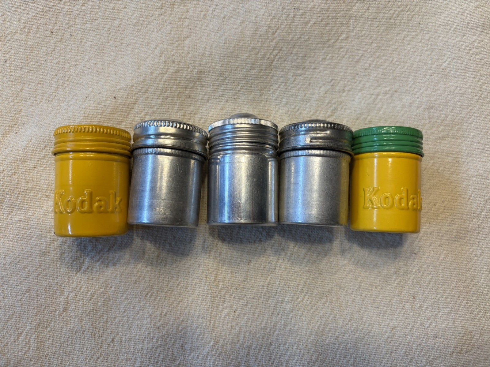 Lot of 5 Vintage Film Metal Canisters