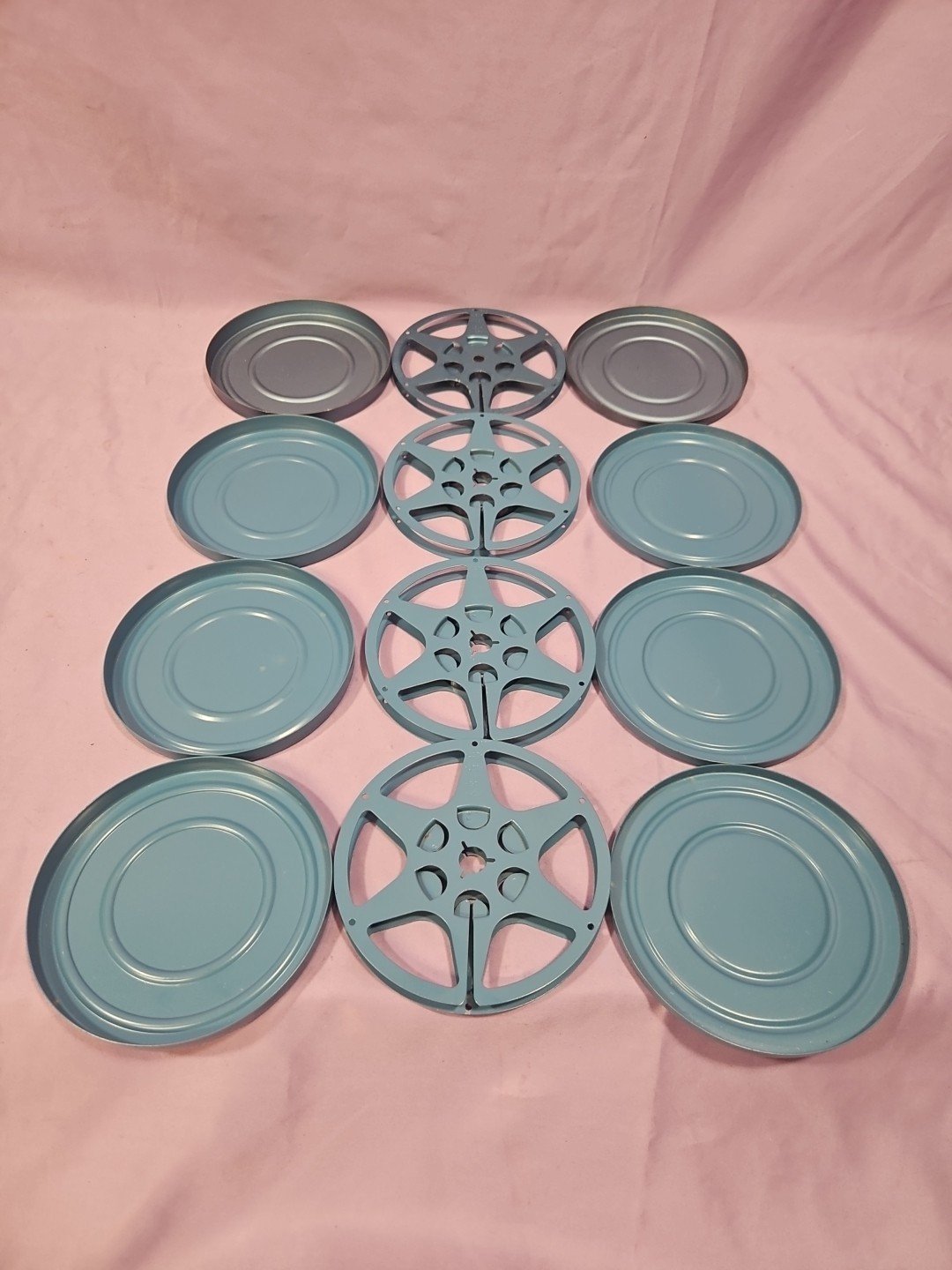(Lot of 4) Vintage 200Ft 8mm Metal Film Canasters Blue