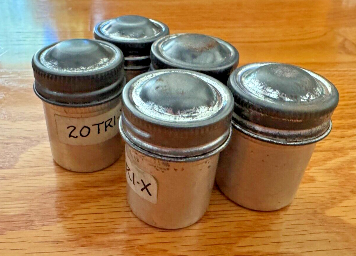Lot of 5 Kodak 35mm Aluminum Film Canisters in Dark Grey