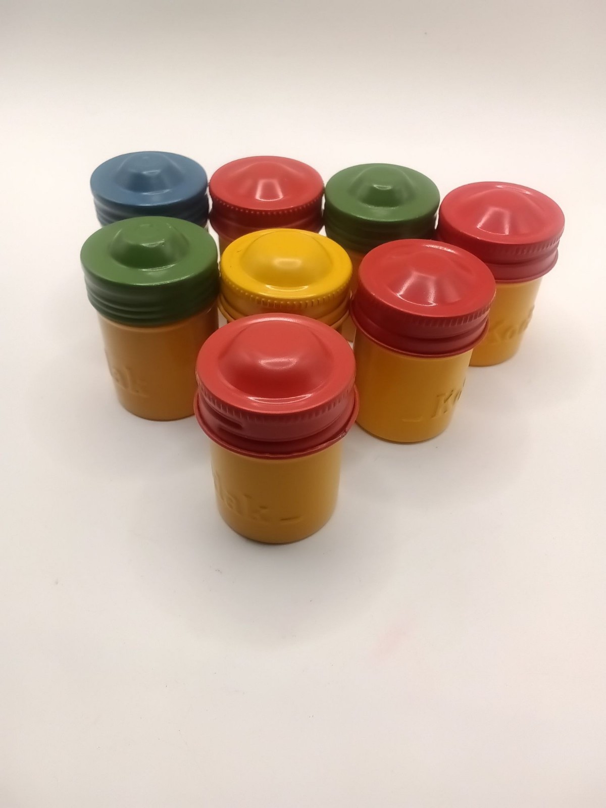KODAK VINTAGE METAL FILM COLOR CANNISTERS SET OF 8 NICE COLORS