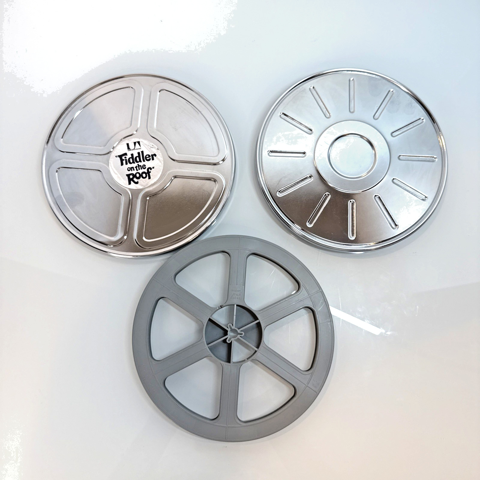 Vintage 8mm Film Reel and Metal Case, 7″ fiddler on the roof case and insert
