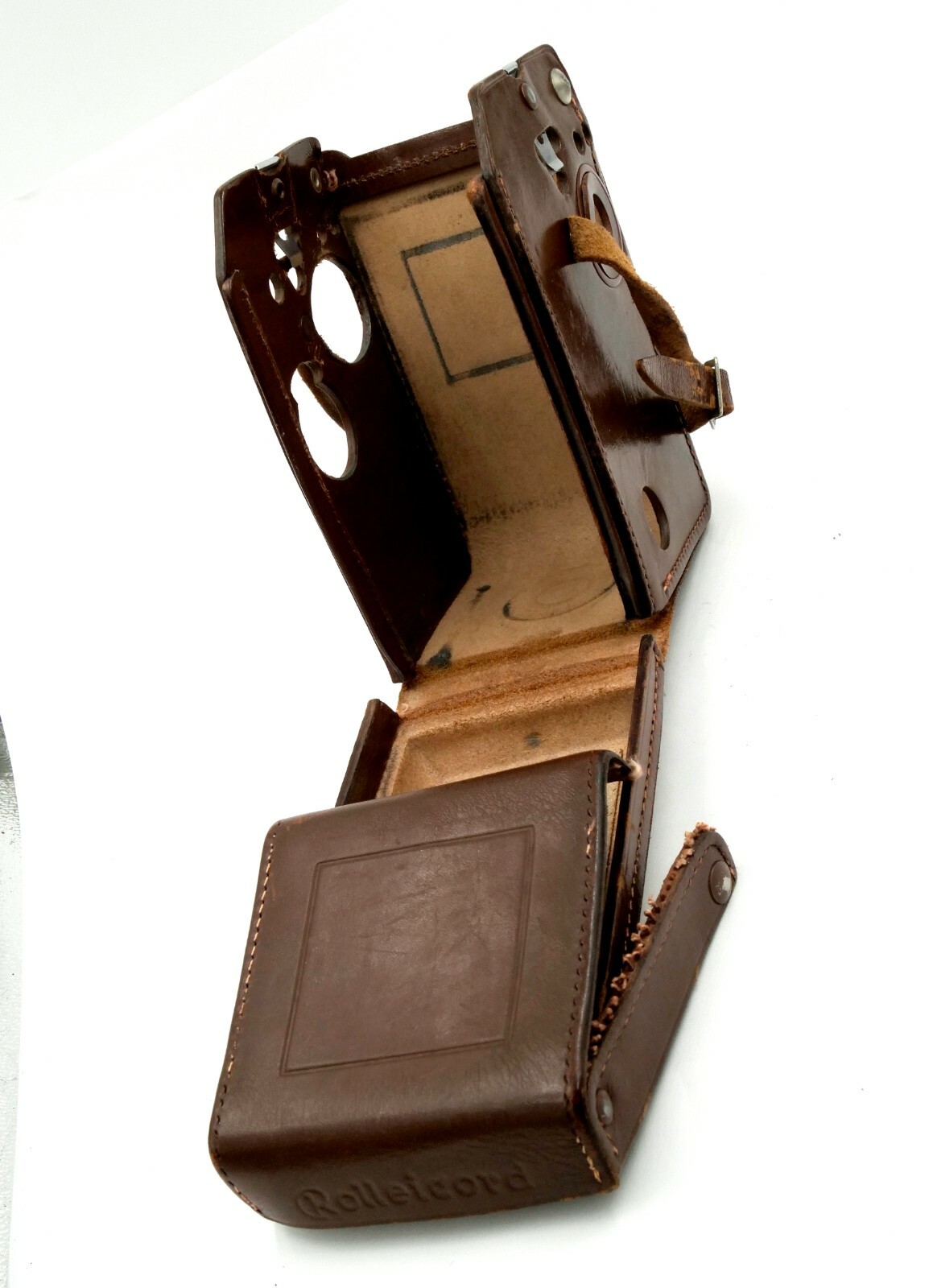 Pair (2) of Rollei Original Hard Brown Leather Cases for Rolleicord TLR Camera
