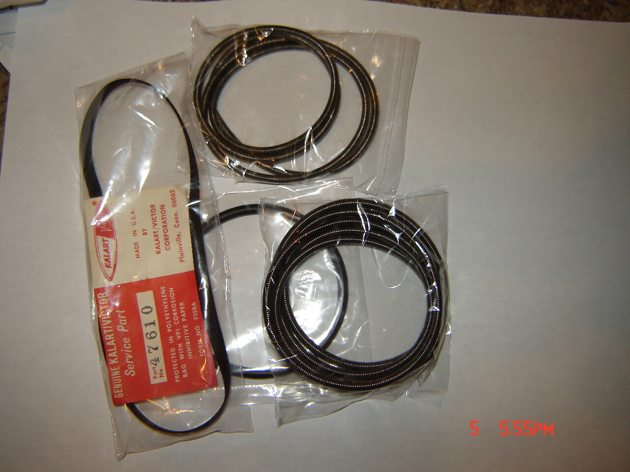 16MM VICTOR-KALART 70-15, 70-25 Projector Belts, 4 Belt Set, New Kalart Belt Set