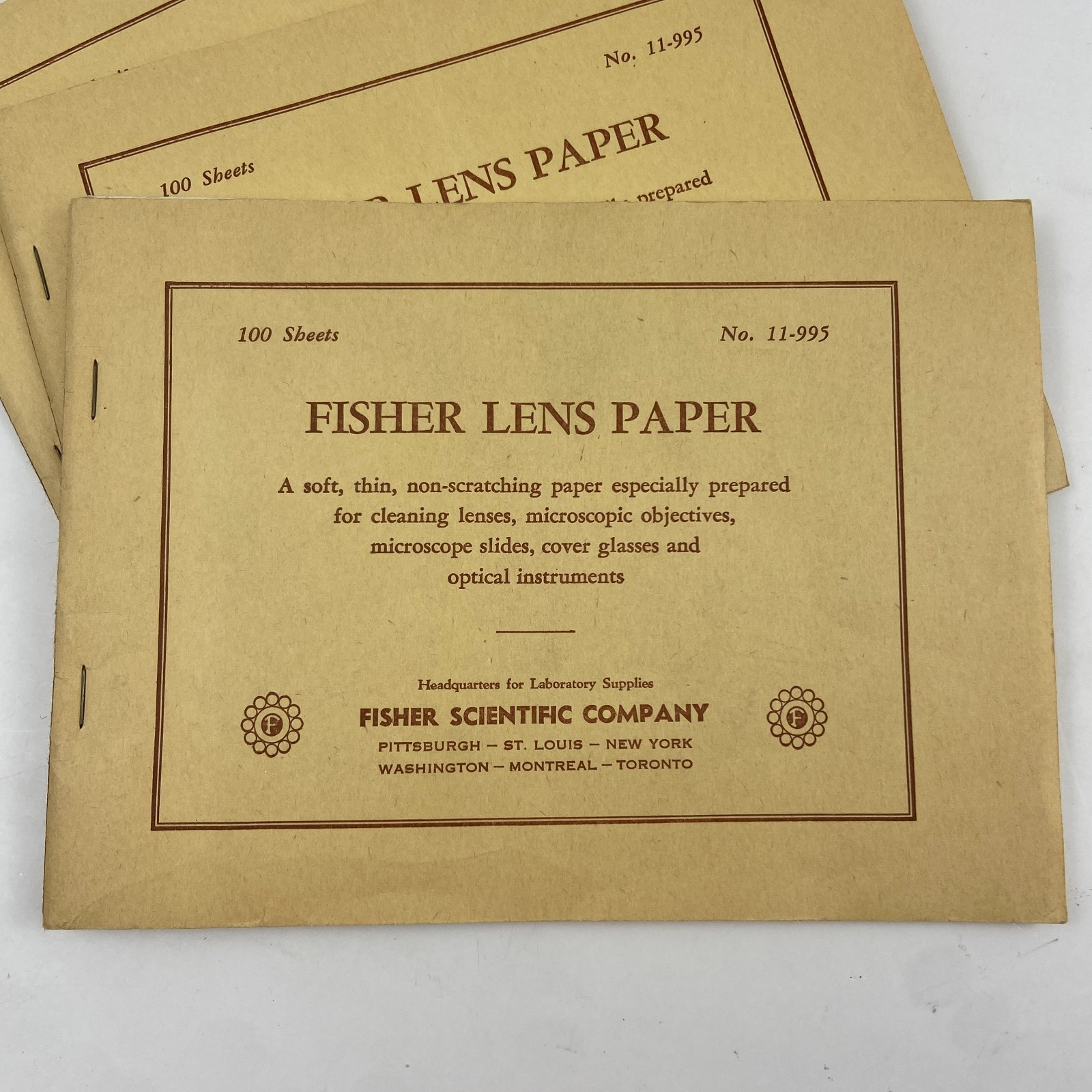 Vintage Fisher Lens Paper No. 11-995 – 100 Sheets Optical Cleaning – Lot of 3