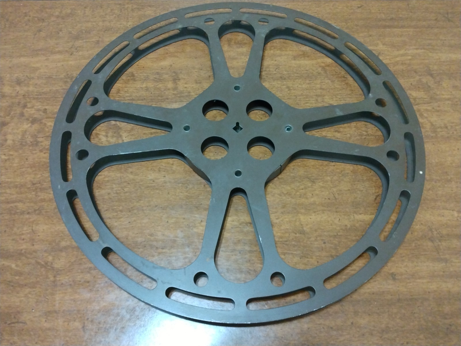 VTG Metal Film Reel Goldberg Bros Large 2000′ 600m 16mm Slotted Retro Rare