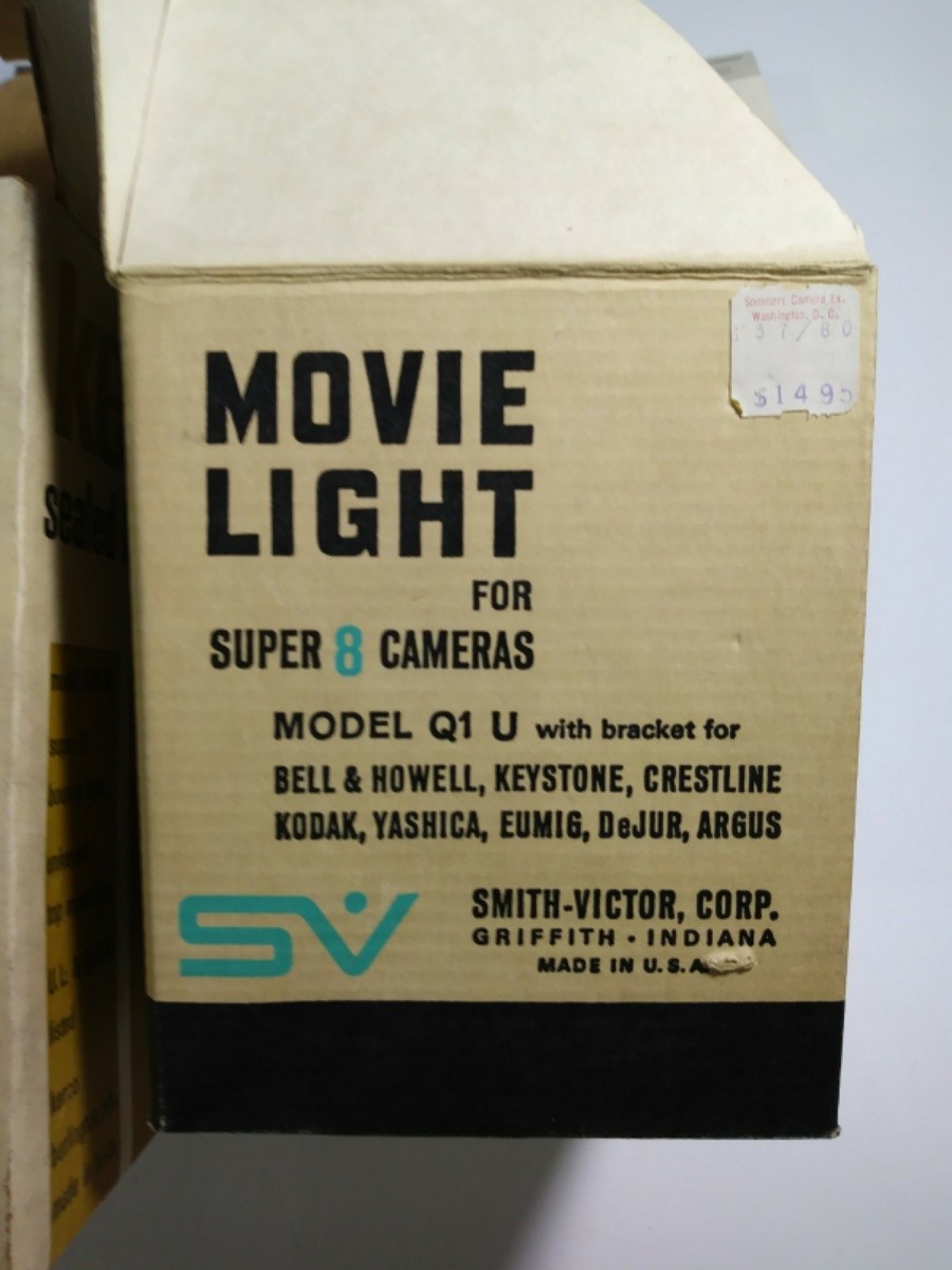 Vintage Smith Victor Super 8 Movie Light Q1 u / Kenco 875-n Sealed Beam Light 