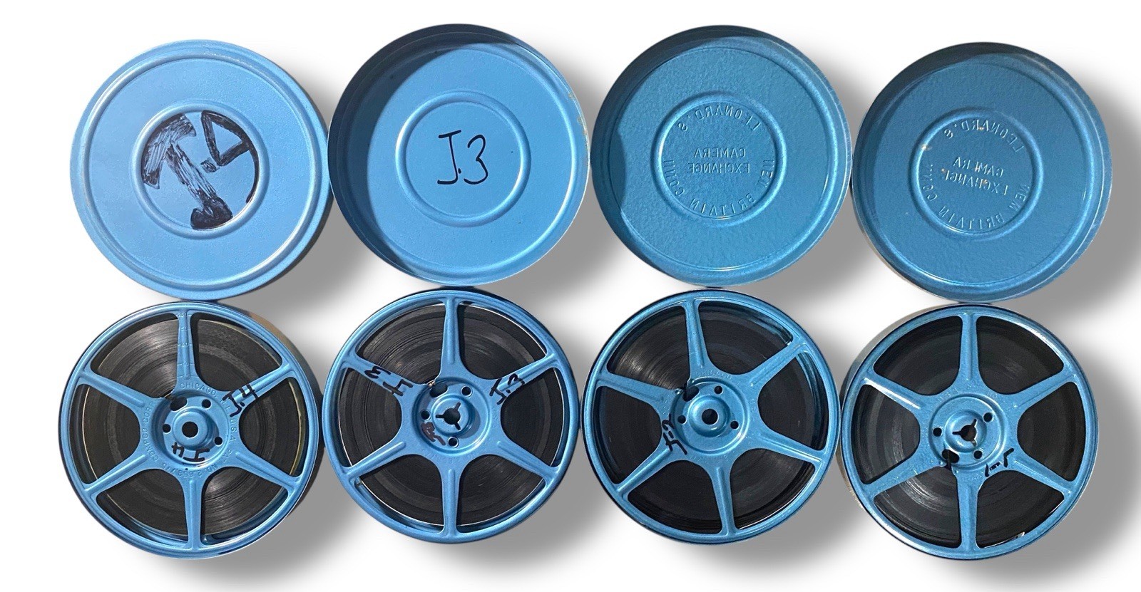 Lot of 4 Metal Film Cans with Reels 8mm 5″ (6) 3″ Plastic Reels Family Vacation
