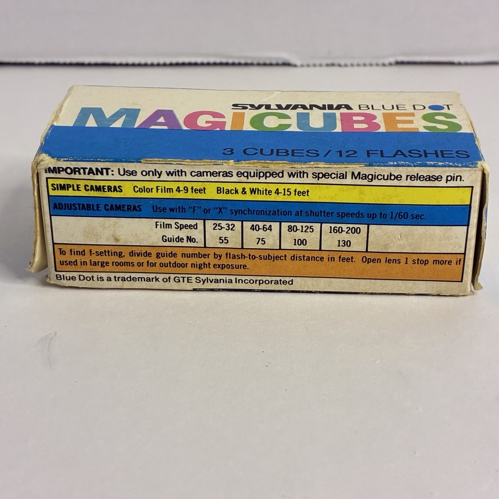 Vintage Sylvania Blue Dot Magicubes 3 Cubes 12 Flashes 110 X-Type Cameras NOS