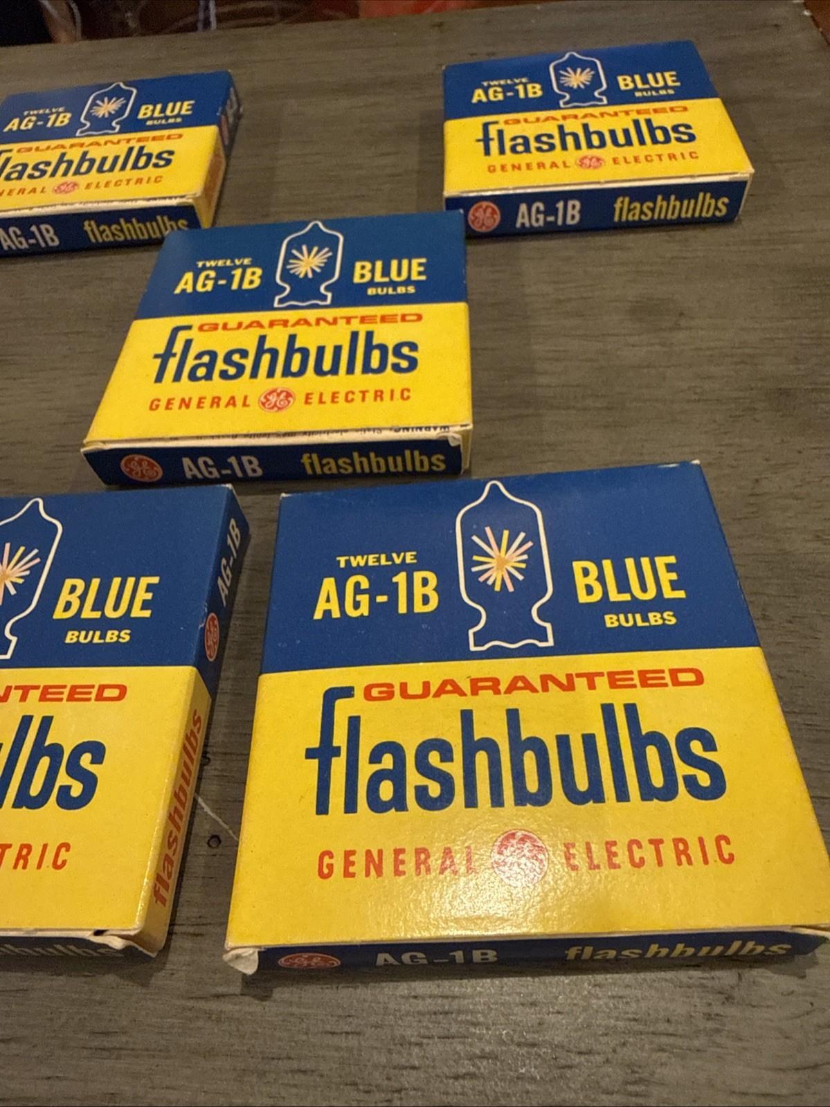 General Electric AG-1B Flashbulbs-5 Boxes Of 12/ 60 Bulbs- Vintage