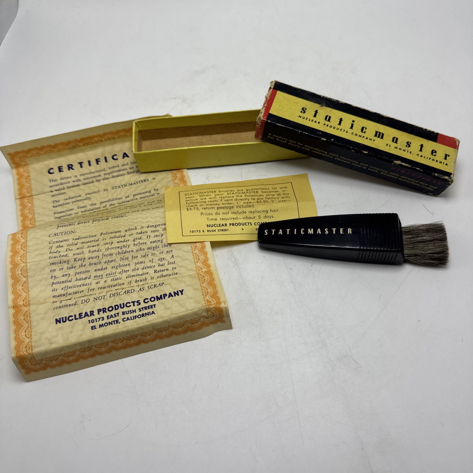 Staticmaster Nuclear Products Co. 1” #1550 Bakelite In Original Box Made In USA
