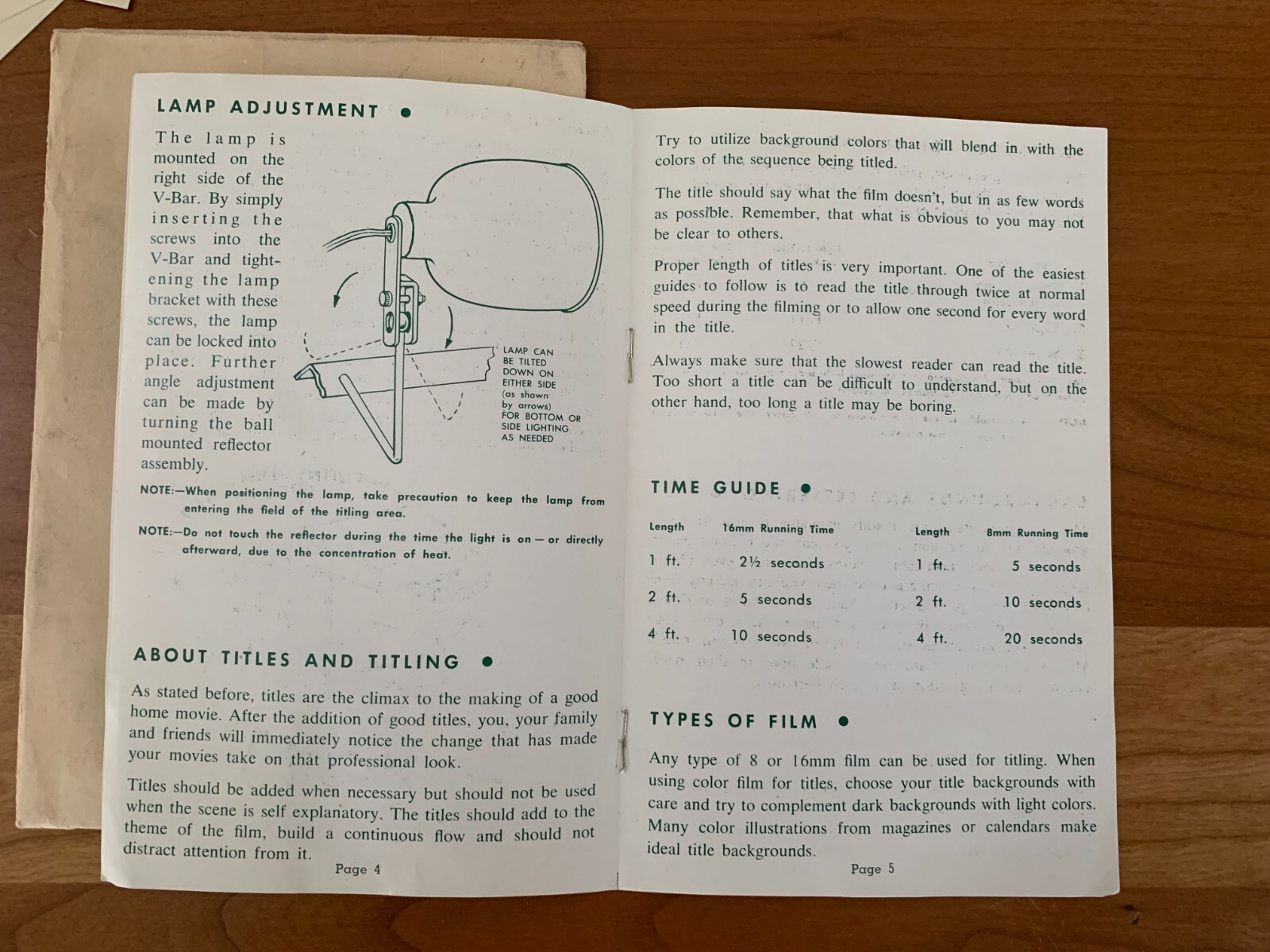 Vintage Instructions for the Mansfield 8 / 16mm Film Titler + Title Frame Cards