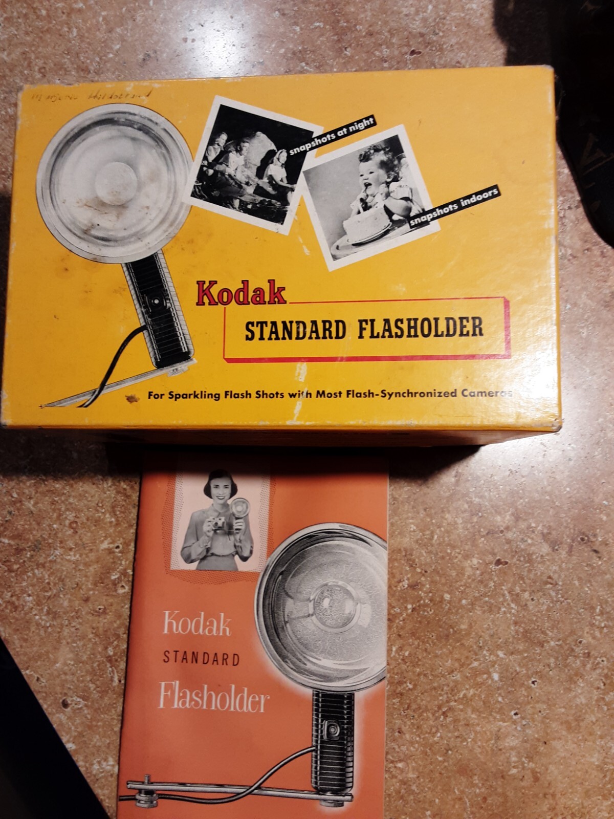 1950s Kodak Flash Holder Model B w/ Standard Bracket Original Box and Manual