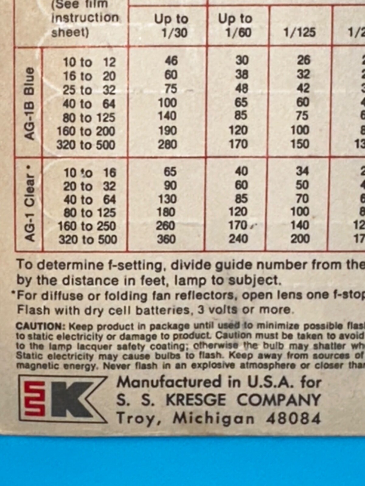 Collectible Display K-mart Store Vintage Focal AG-1B Flashbulbs 20 Count KMART