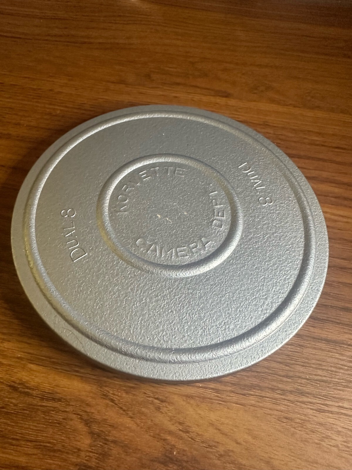 Korvette Camera Dept 8 mm Metal Case Movie Reel 7″ Scherer EZ Grip – Made In USA