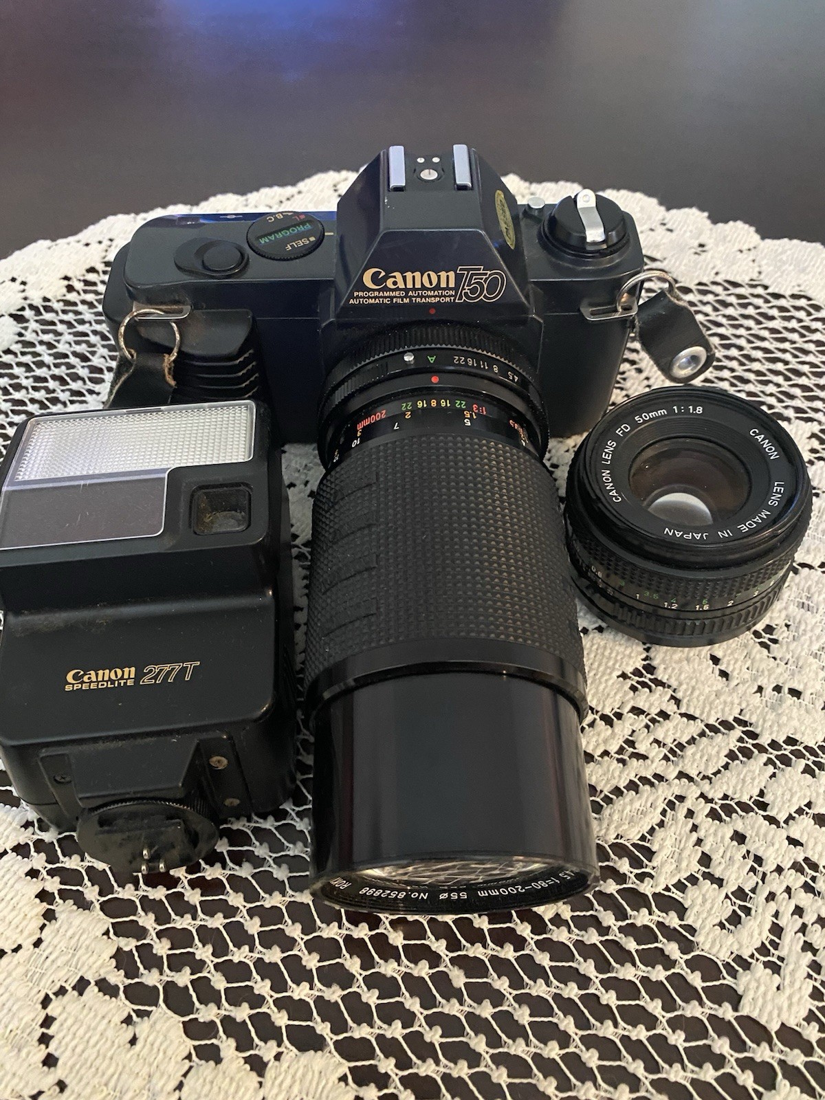 Canon T50 Camera and Strap Auto Film Transport 50mm Lens Untested ZA5