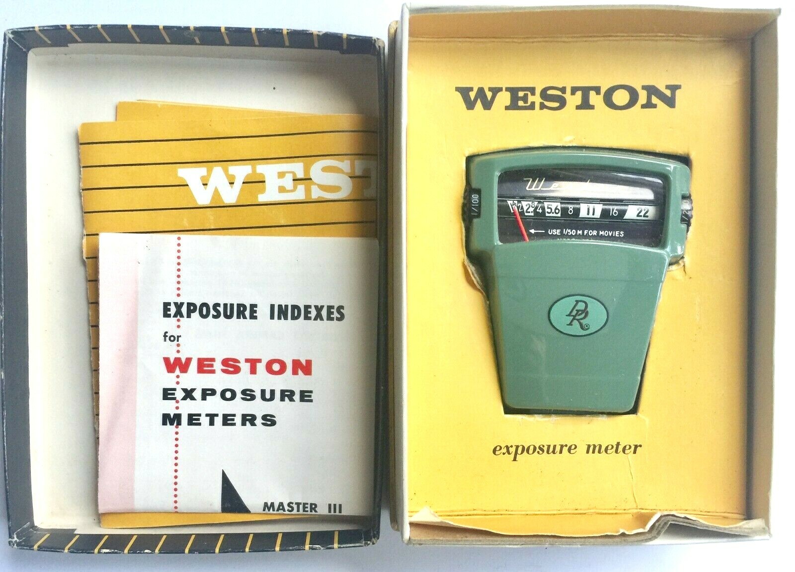 WESTON 854 DIRECT READING EXPOSURE METER IN ORIGINAL BOX WITH INSTRUCTIONS